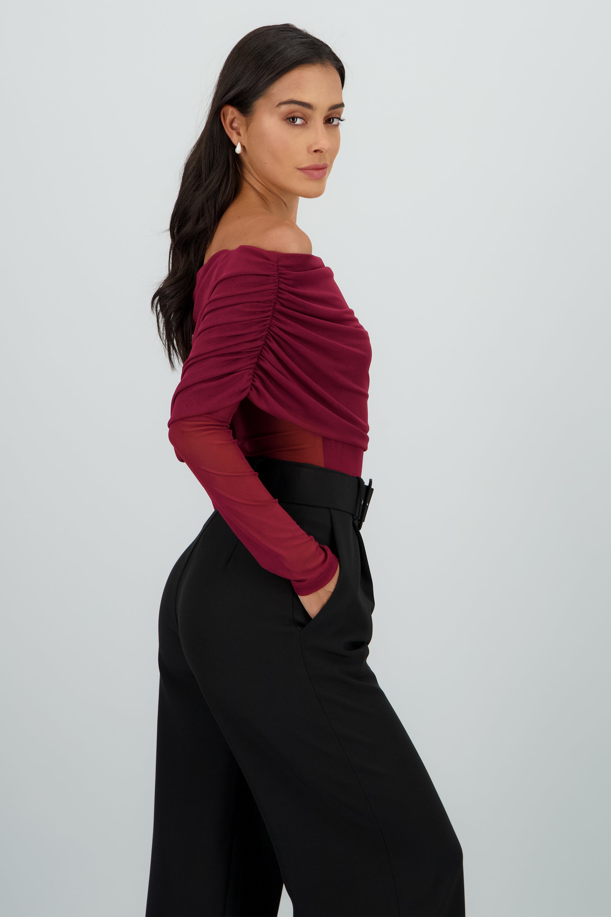 Mesh Off Shoulder Top VINO