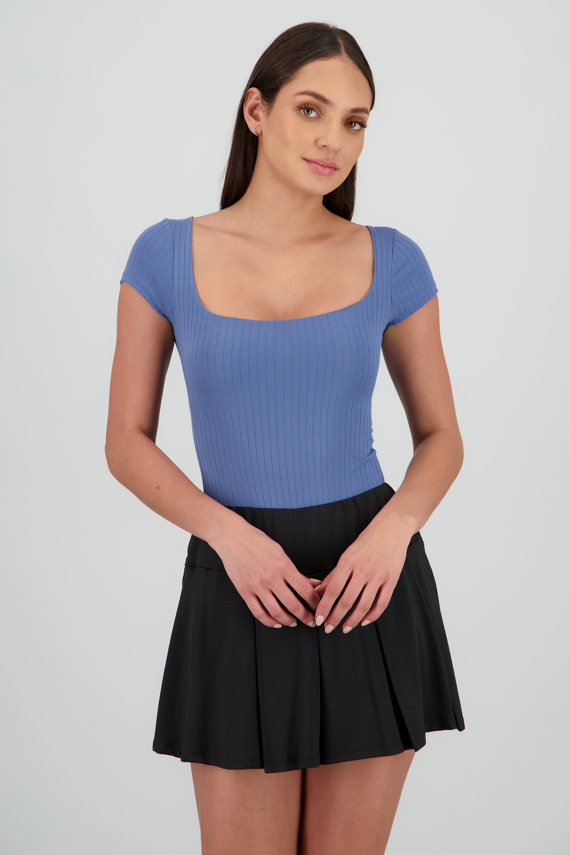 Body escote cuadrado manga corta INDIGO