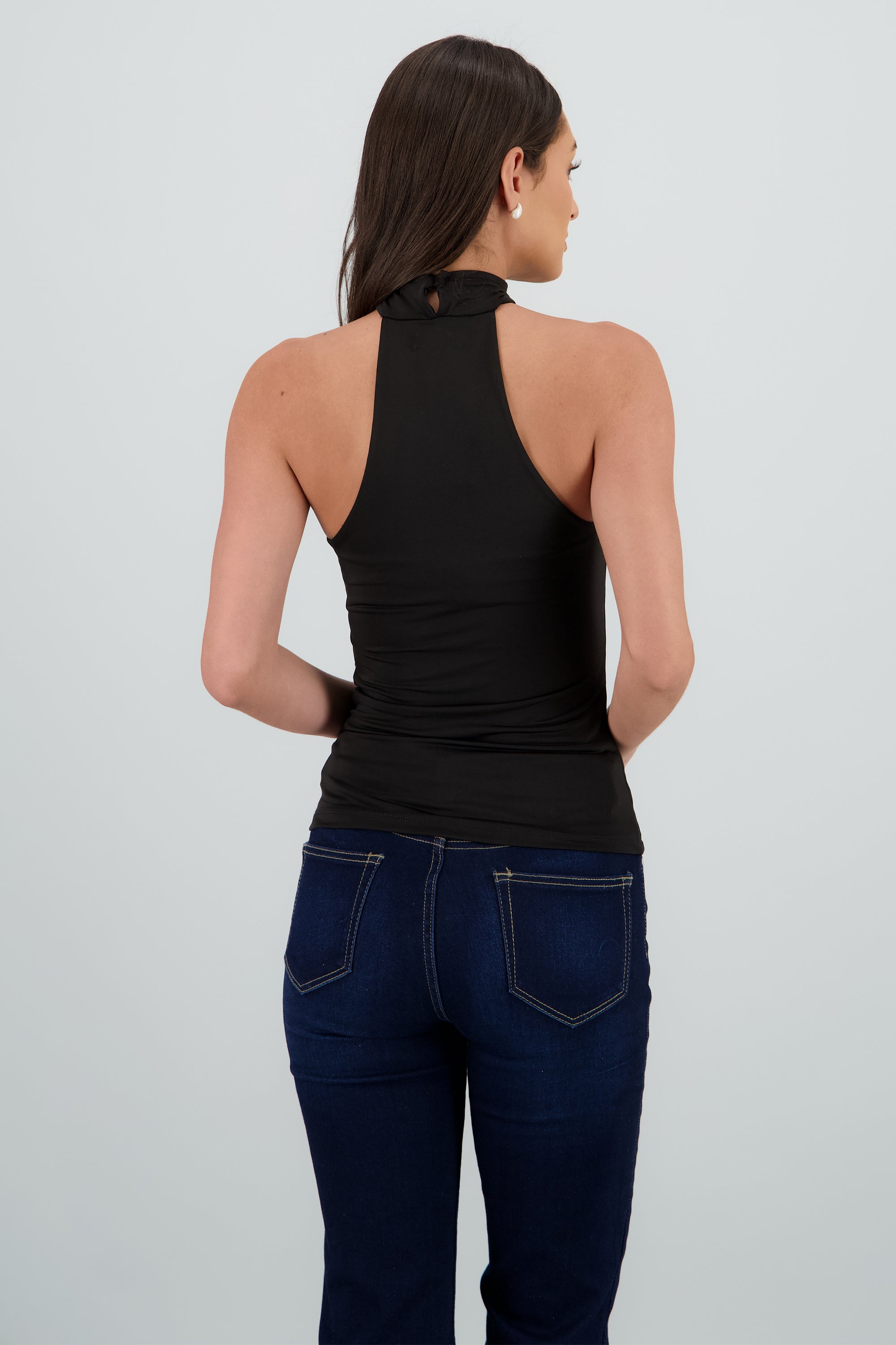 Top tubo detalle cuello licra NEGRO