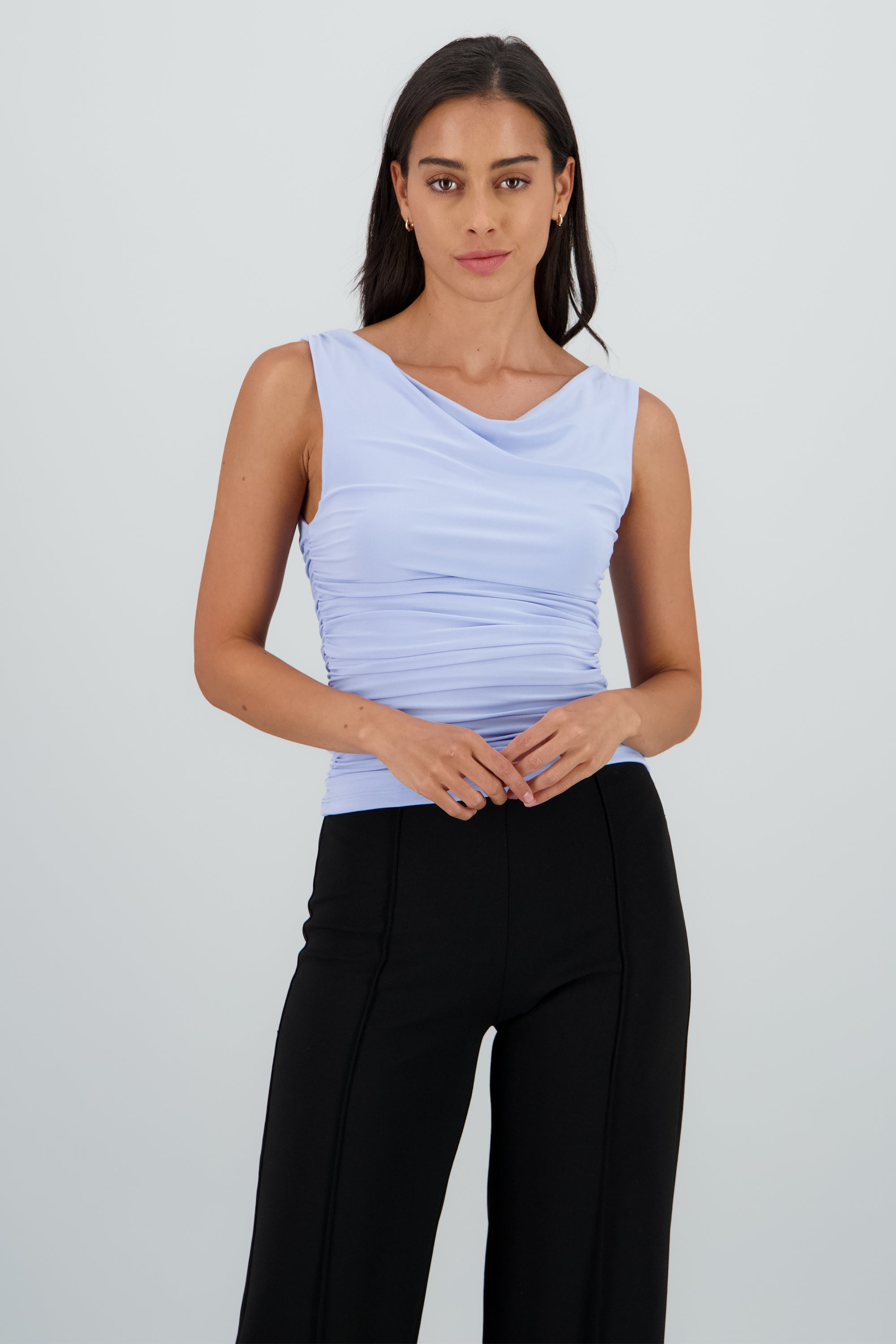 Top tirantes escote cascada espalda AZUL PASTEL