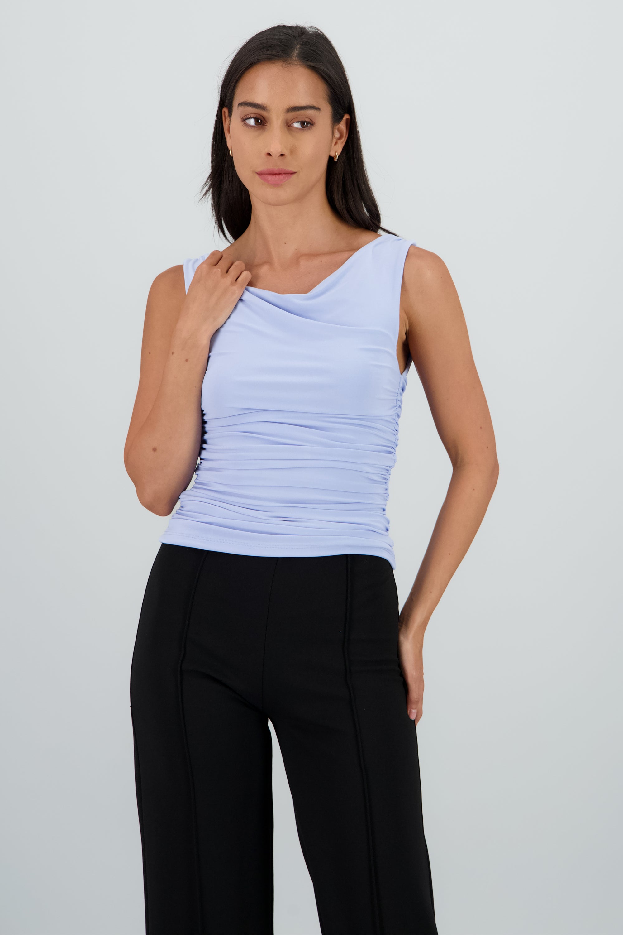 Top tirantes escote cascada espalda AZUL PASTEL