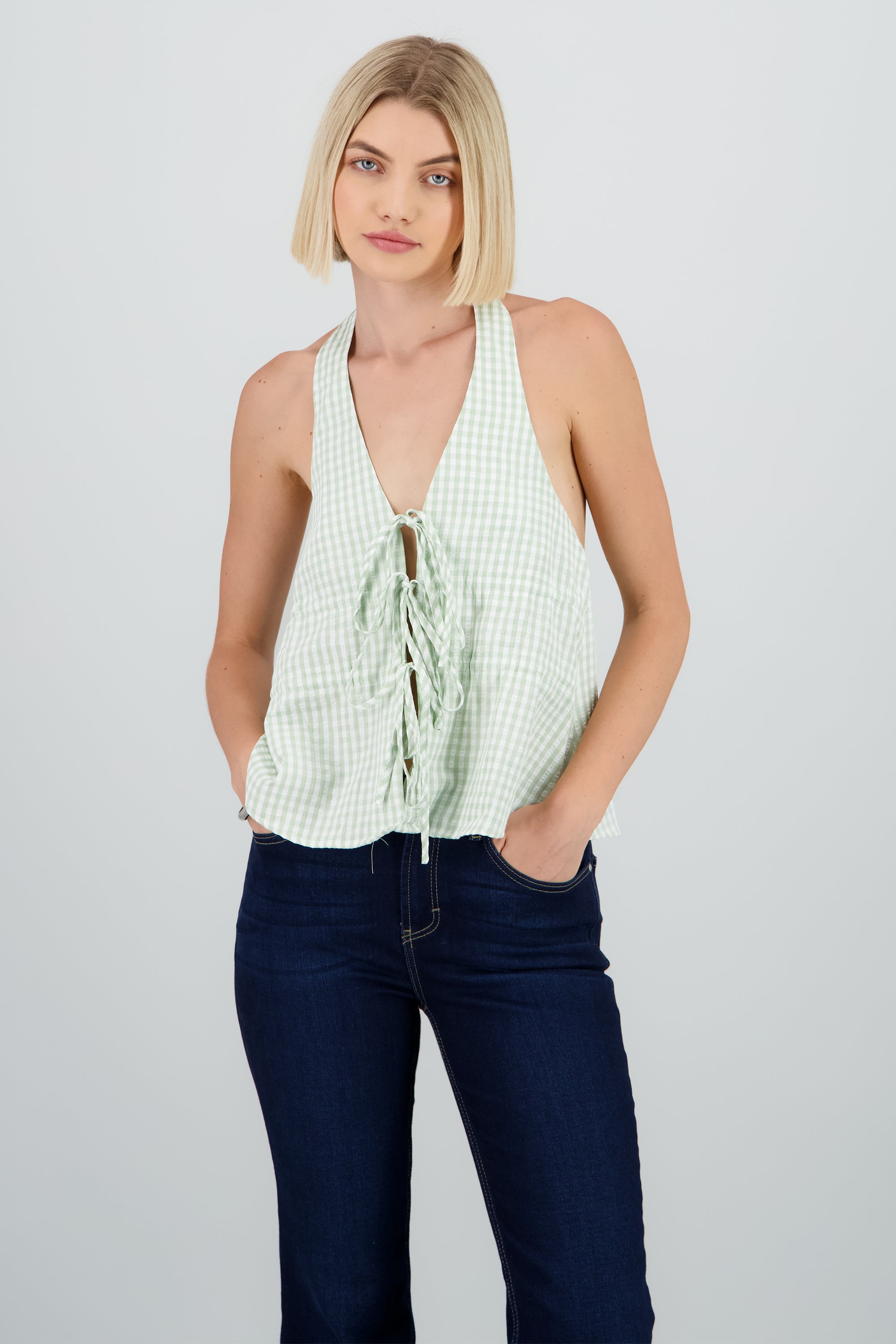 Top gingham con lazos SAGE