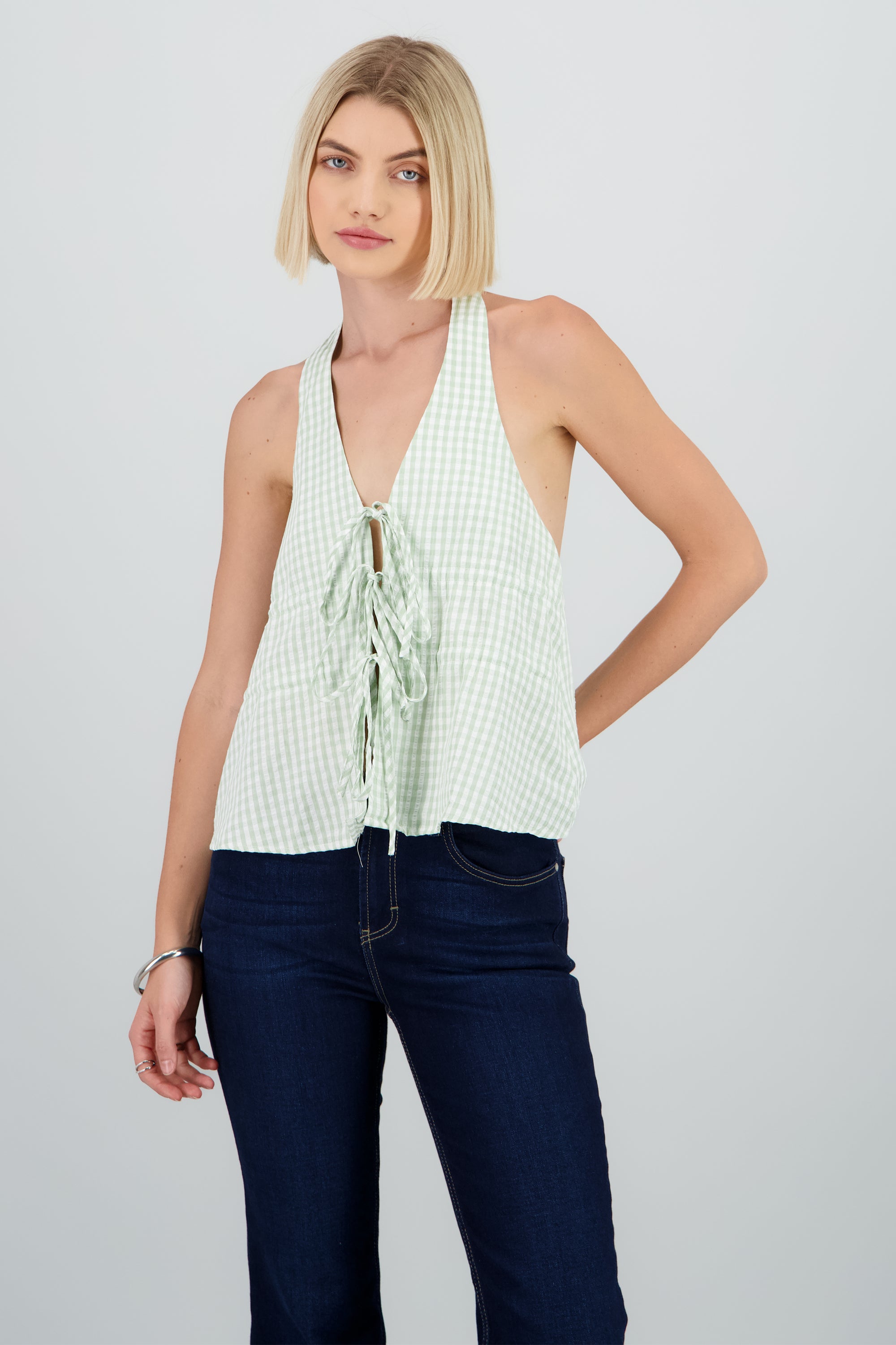 Top gingham con lazos SAGE
