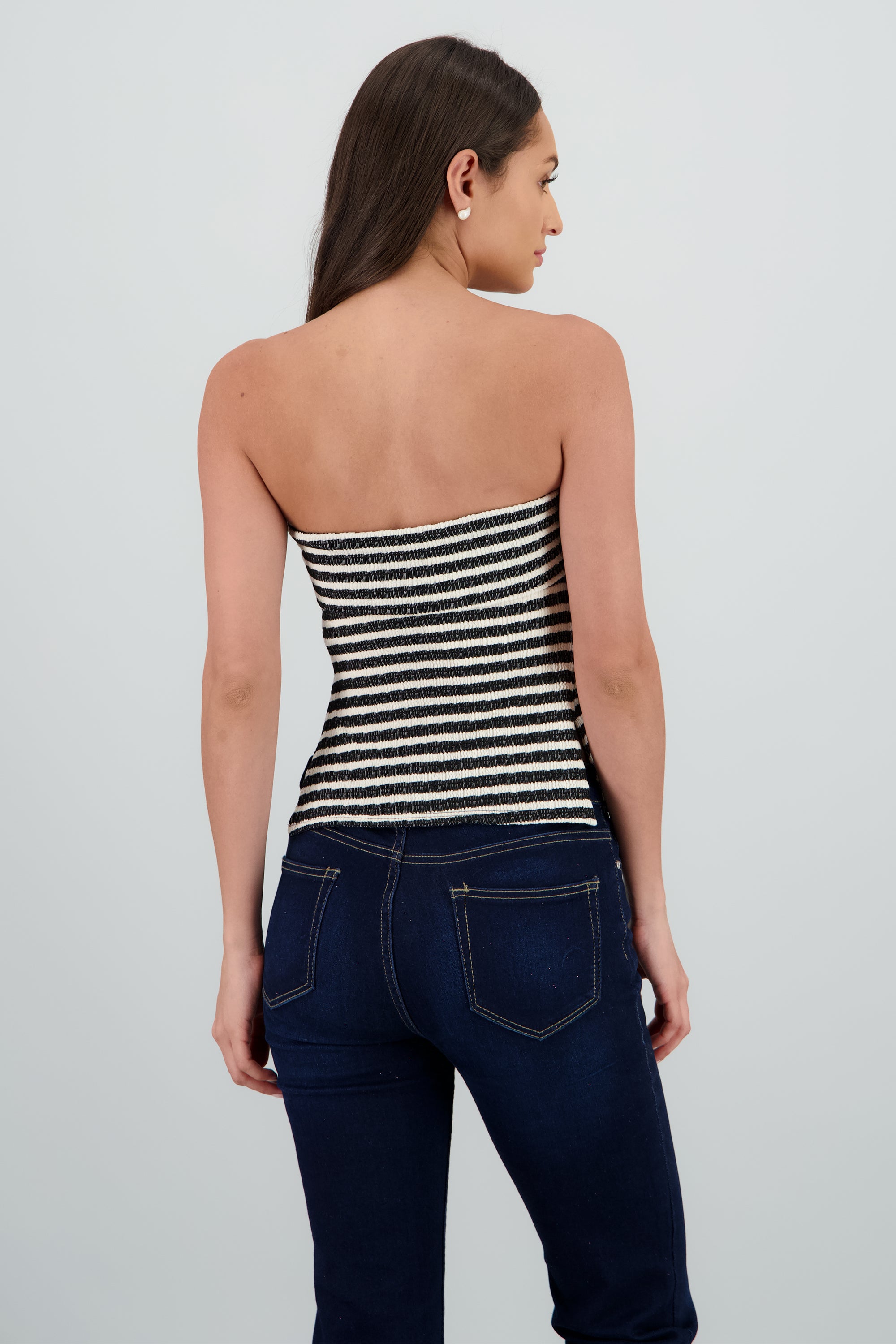 Top strapless dobles rayas NEGRO COMBO