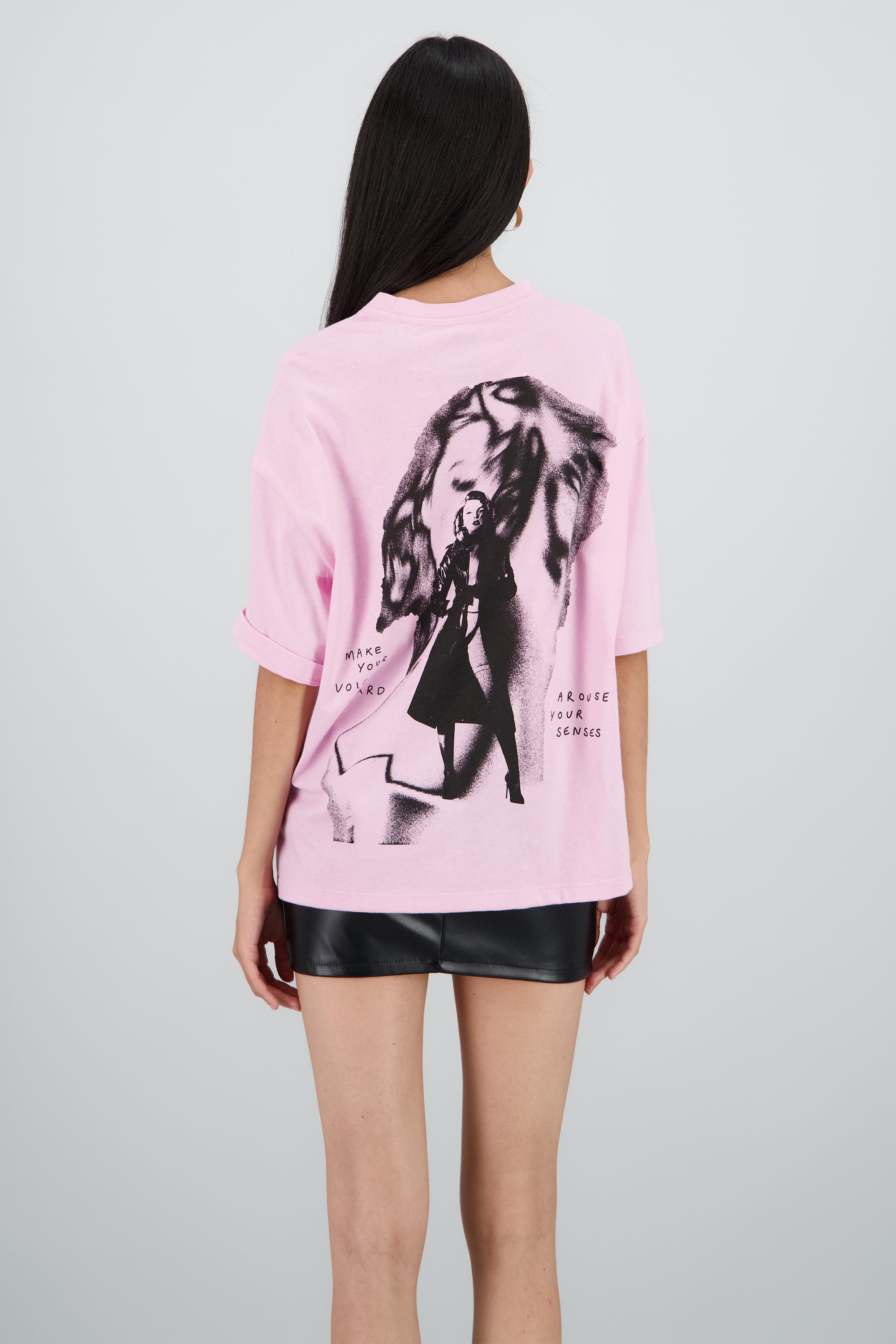 Playera Playboy sketch estampado frente espalda ROSA PASTEL