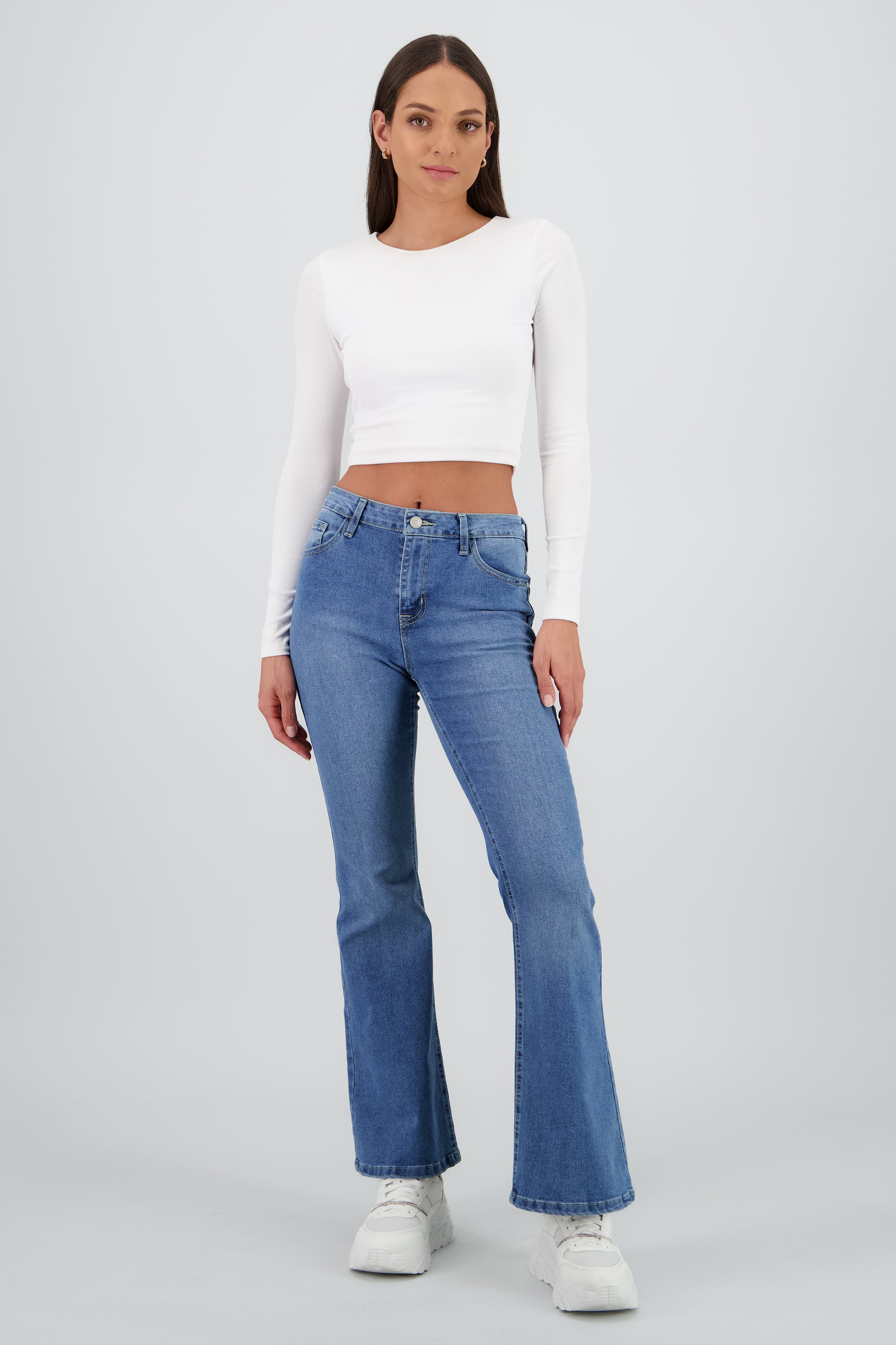 Jeans flare crop STONE MEDIO