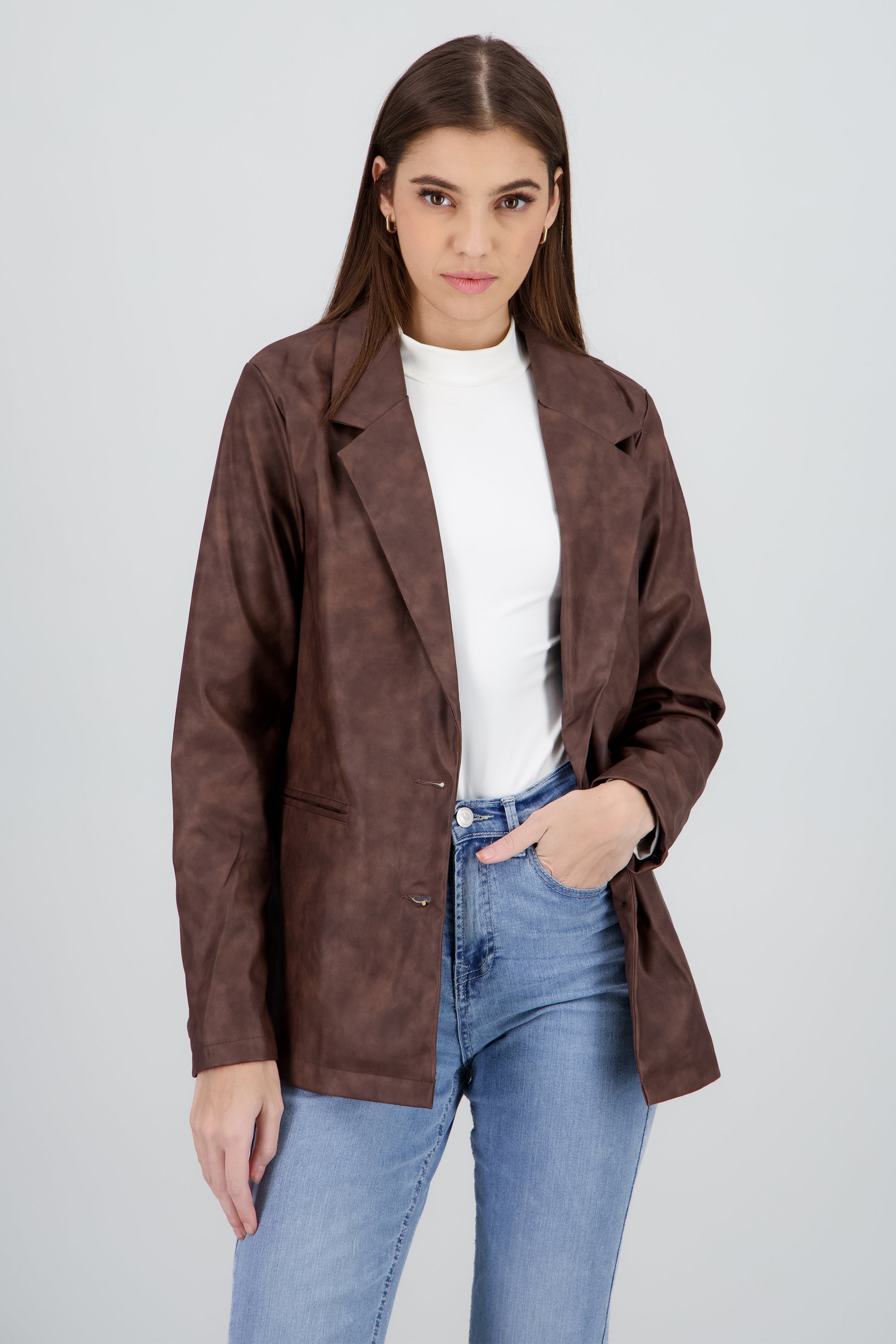 Blazer PU efecto desgastado CAFE COMBO