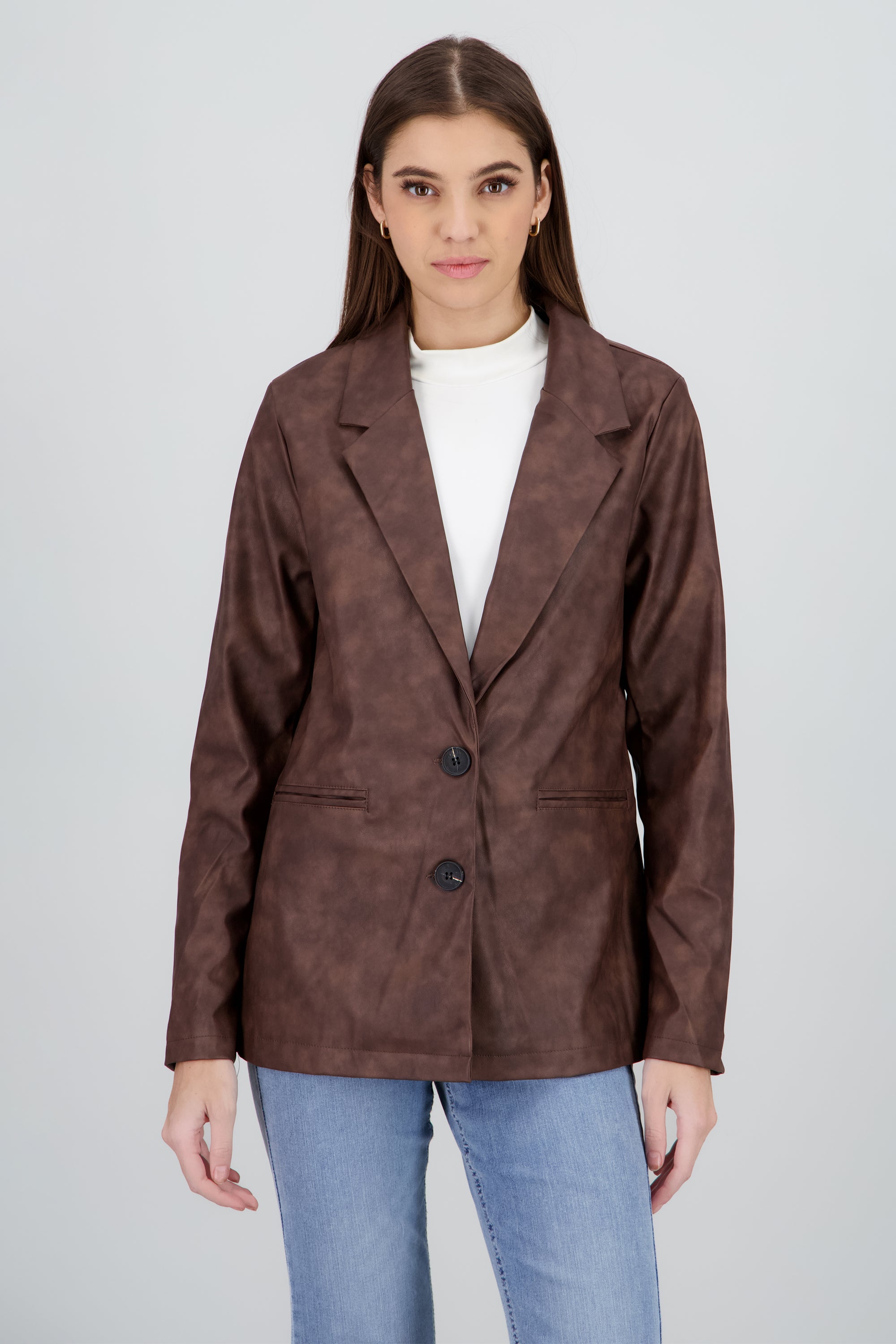 Blazer PU efecto desgastado CAFE COMBO