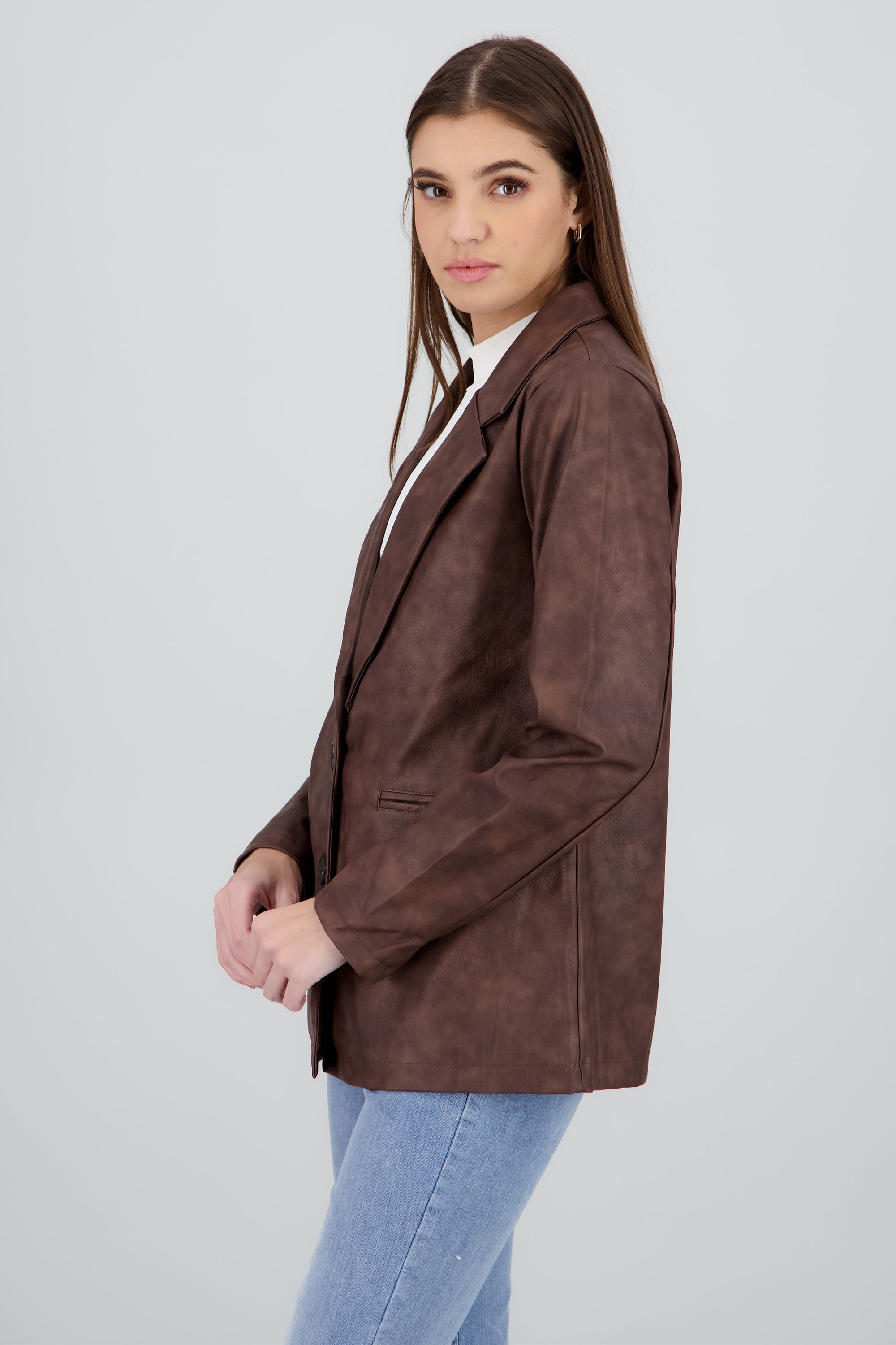 Blazer PU efecto desgastado CAFE COMBO