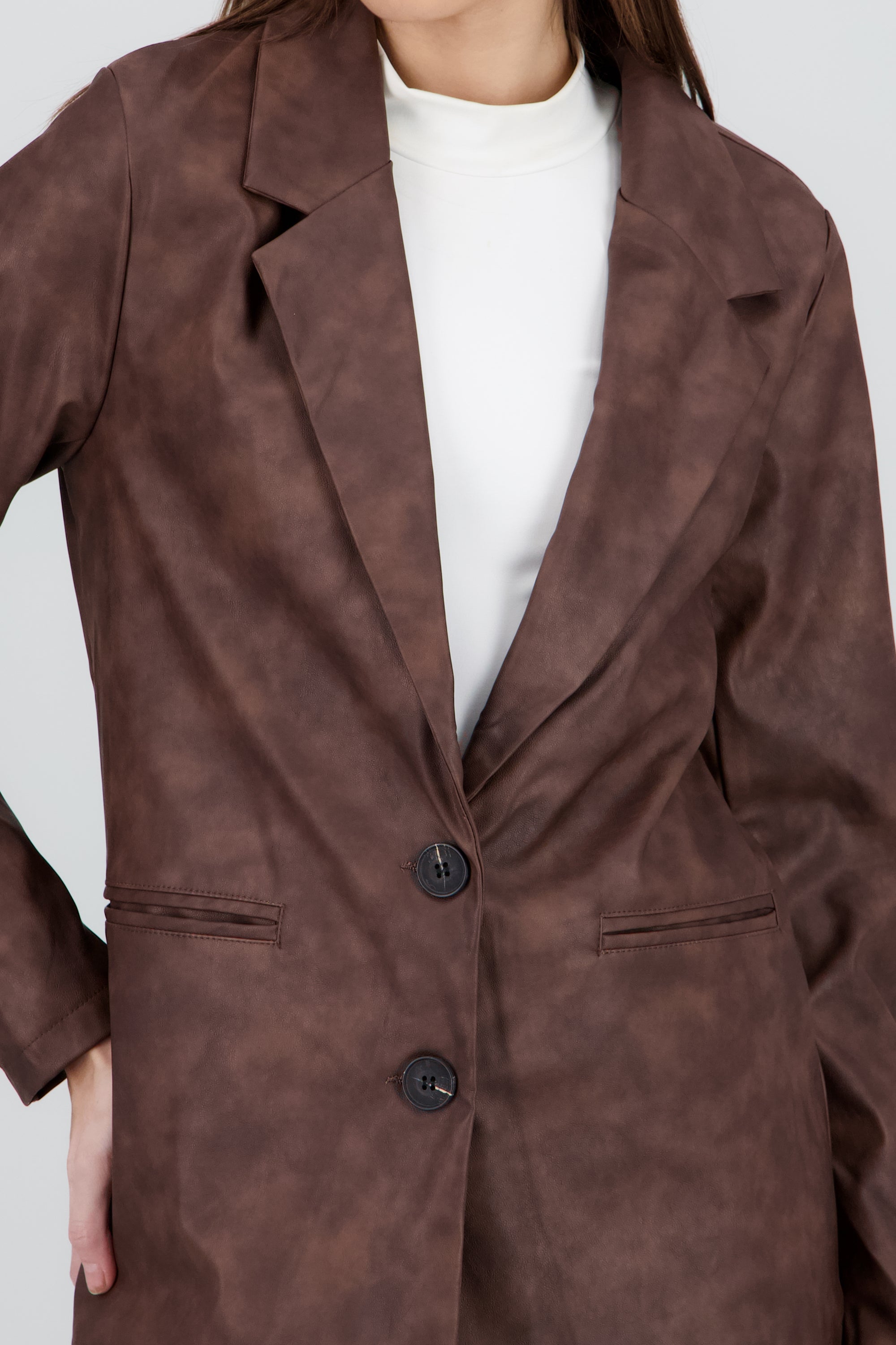Blazer PU efecto desgastado CAFE COMBO