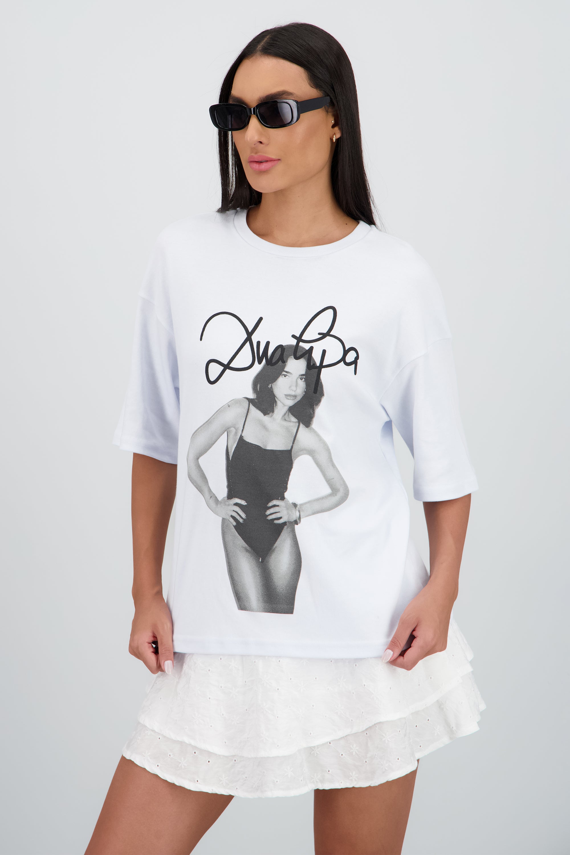 Playera Dua lipa firma BLANCO