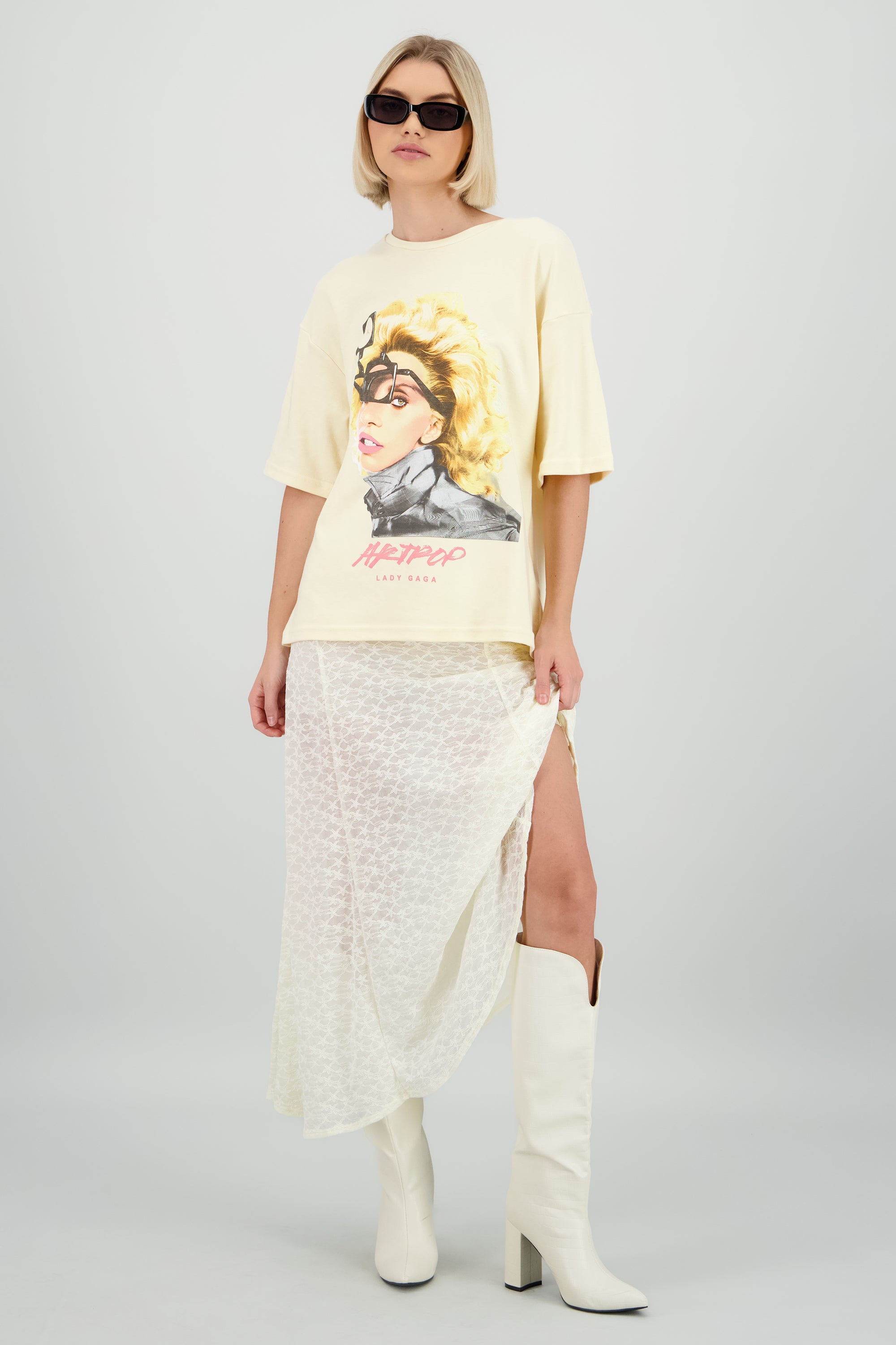 Playera lady gaga artpop AMARILLO PASTEL
