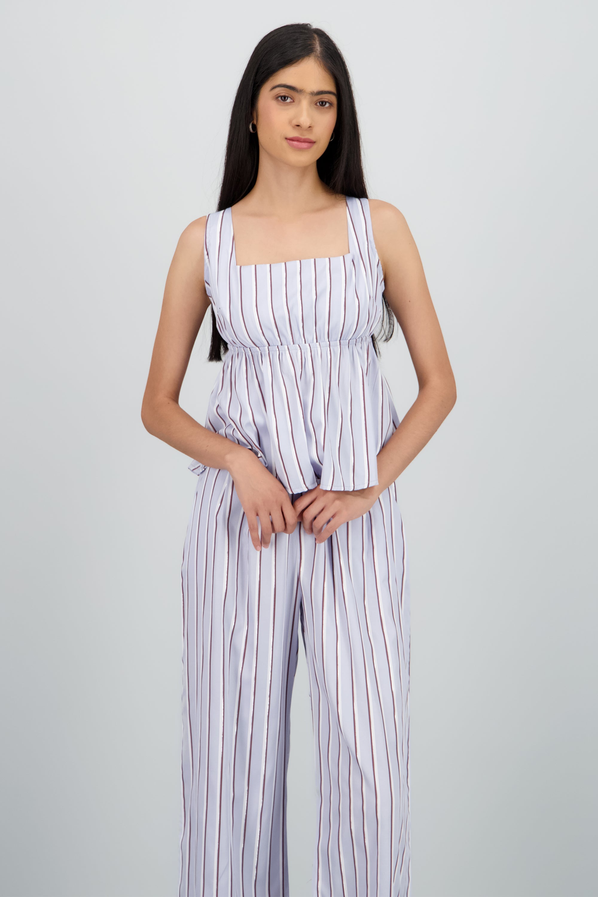 Blusa tirantes gruesos detalle moños espalda AZUL COMBO