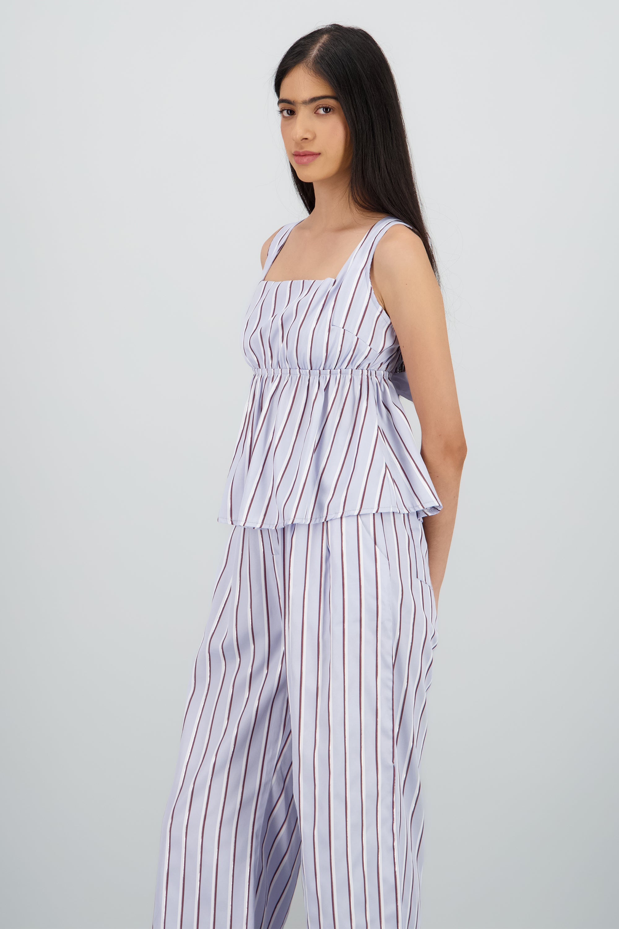 Blusa tirantes gruesos detalle moños espalda AZUL COMBO