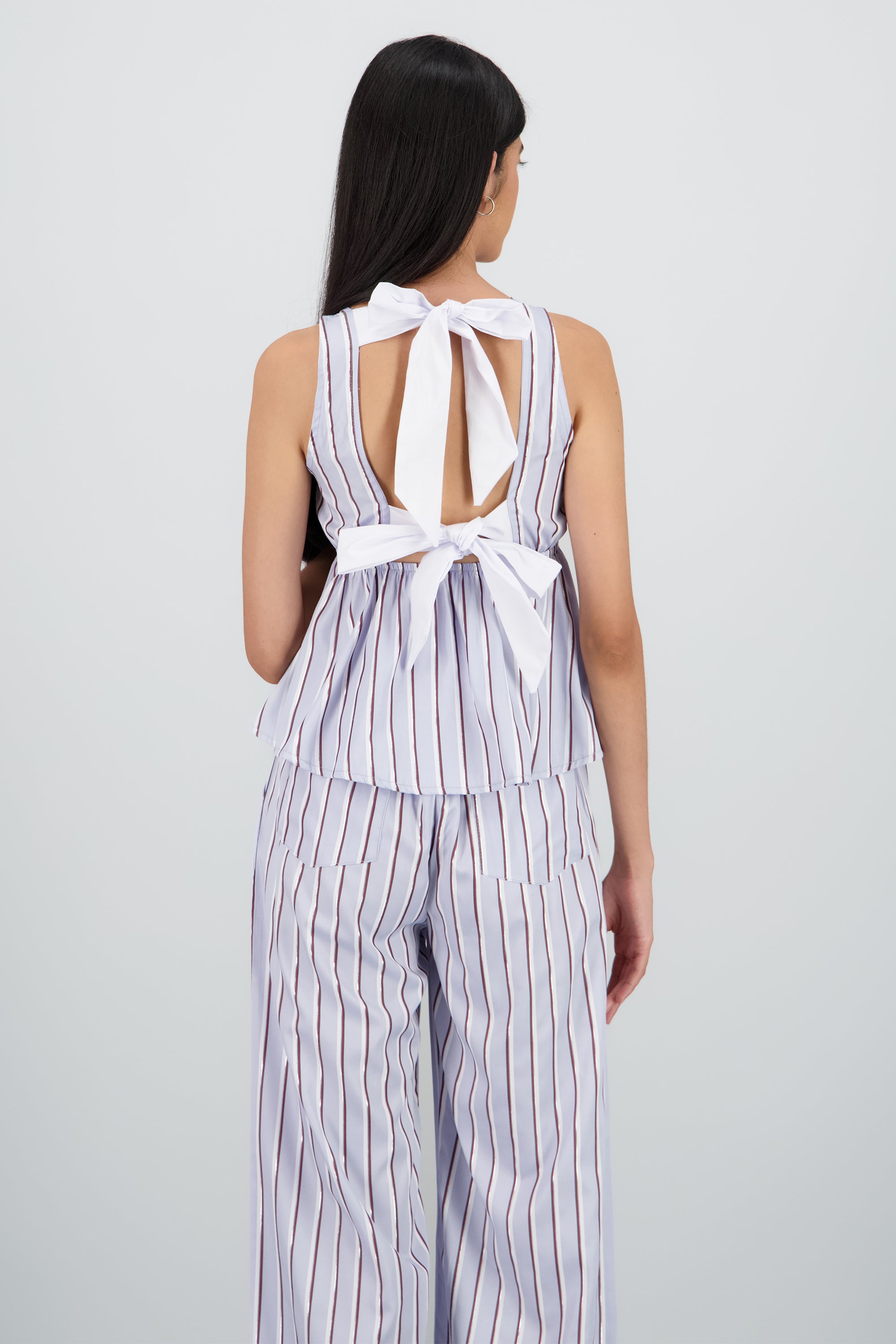 Blusa tirantes gruesos detalle moños espalda AZUL COMBO