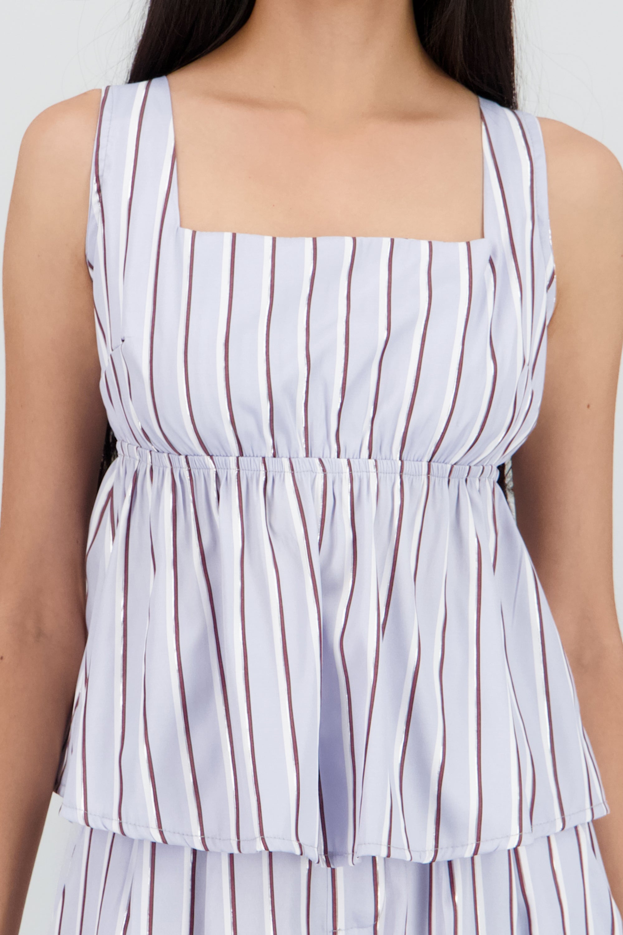 Blusa tirantes gruesos detalle moños espalda AZUL COMBO