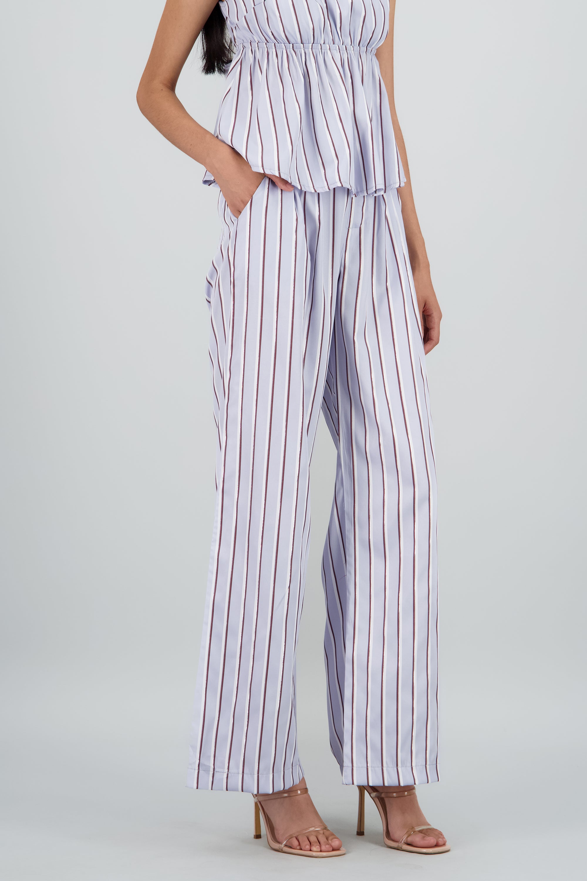 Pantalon recto pretina detalle boton AZUL COMBO