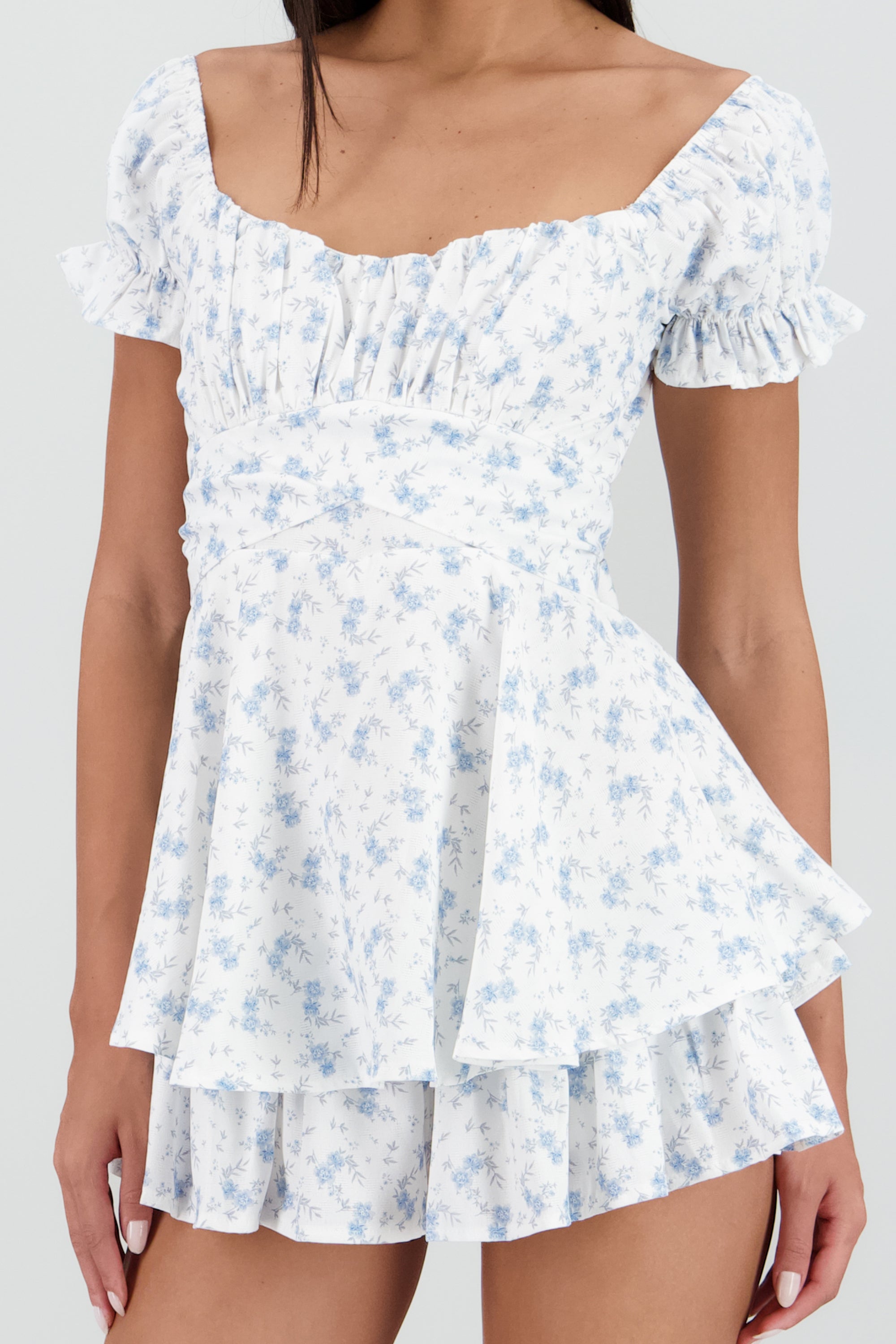 Romper manga corta con olanes AZUL COMBO