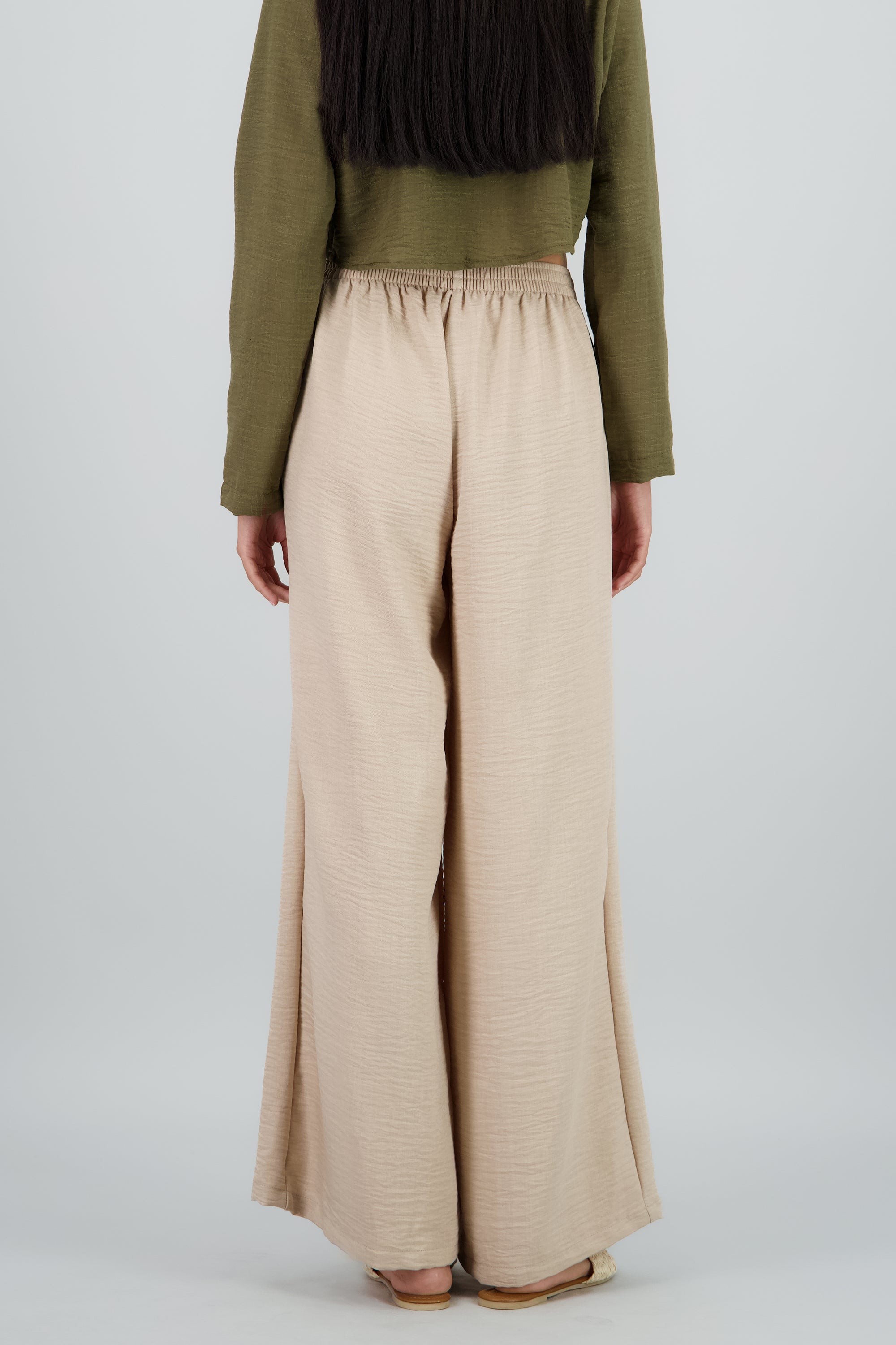 Pantalon amplio ligero pretina BEIGE