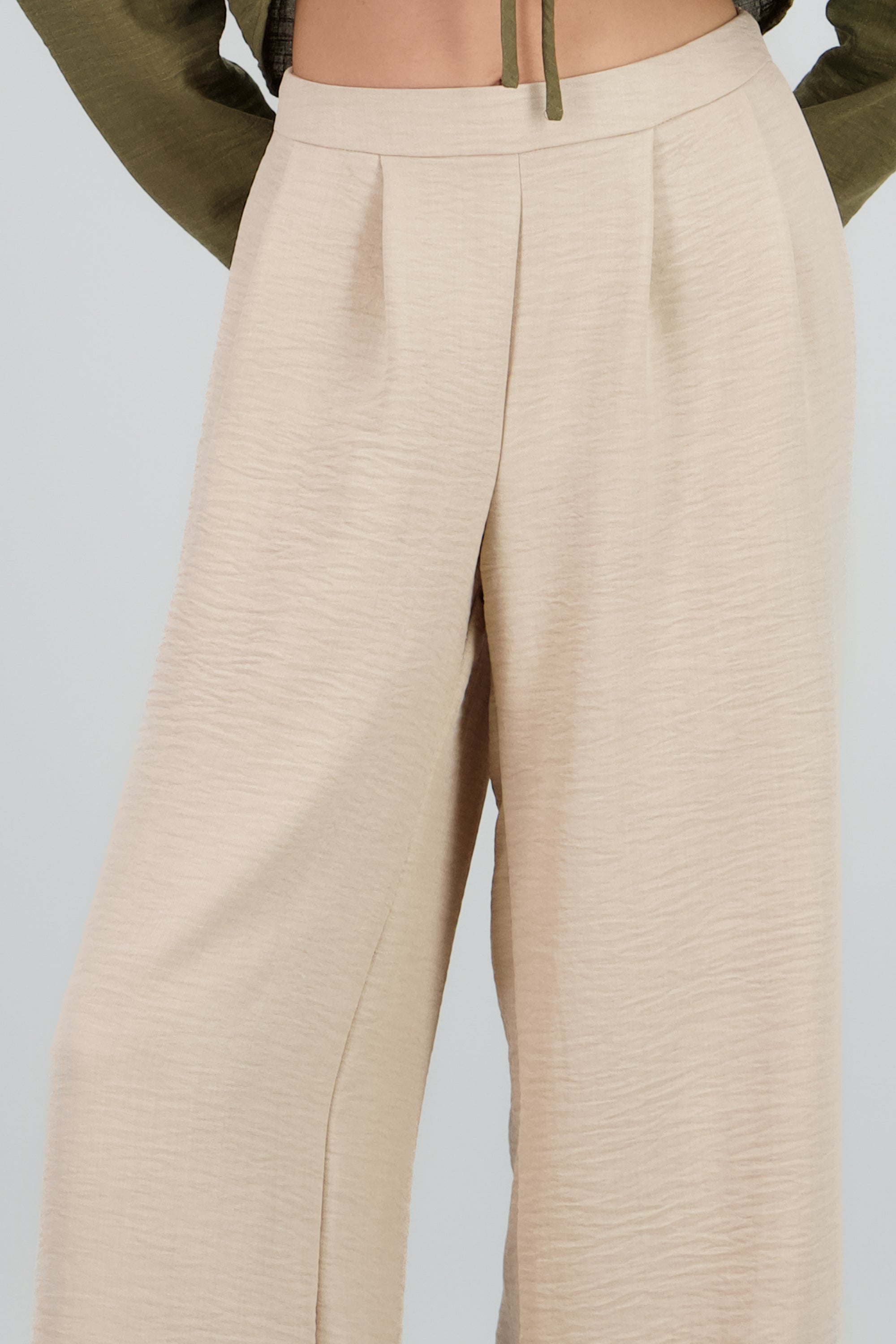 Pantalon amplio ligero pretina BEIGE