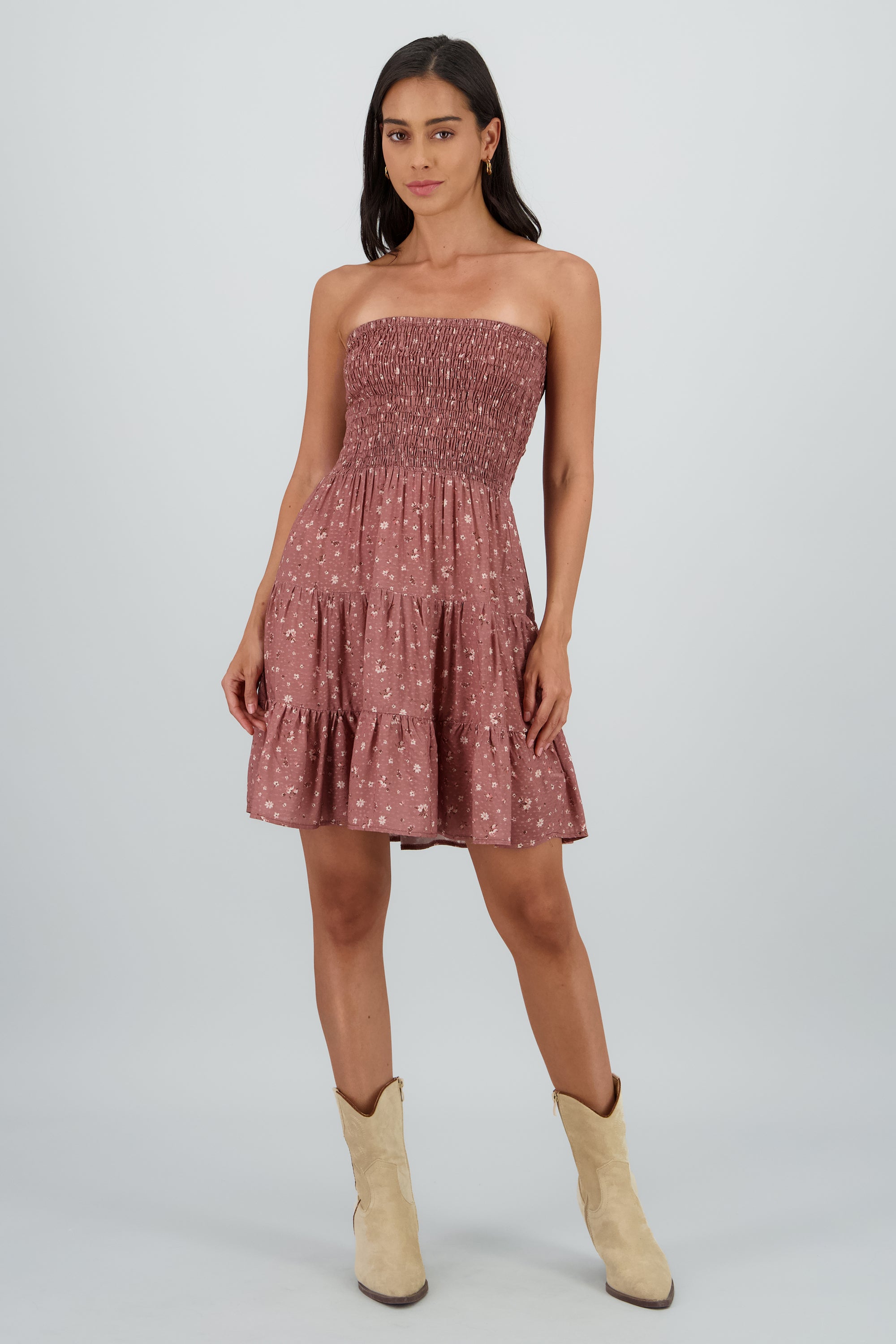 Vestido strapless con elastico CAFE COMBO