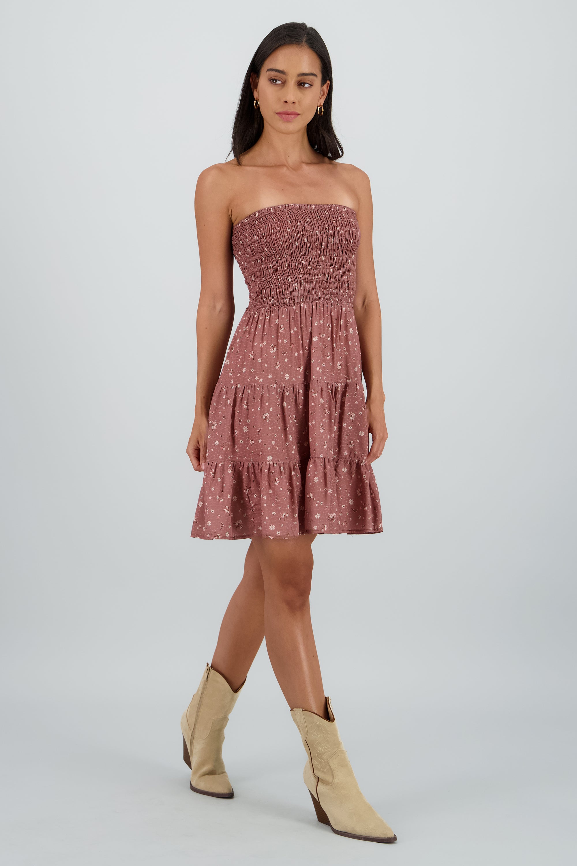 Vestido strapless con elastico CAFE COMBO