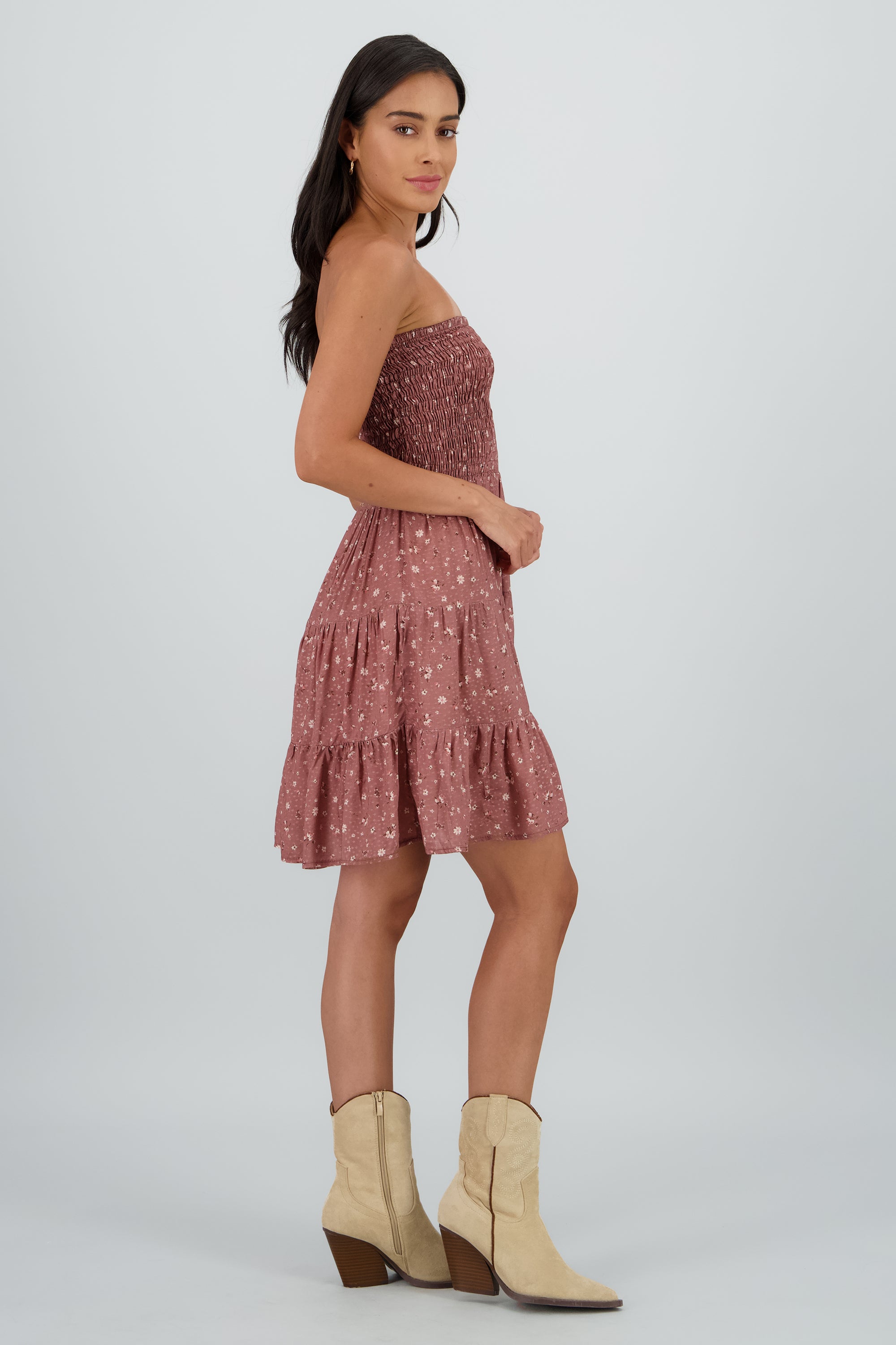 Vestido strapless con elastico CAFE COMBO