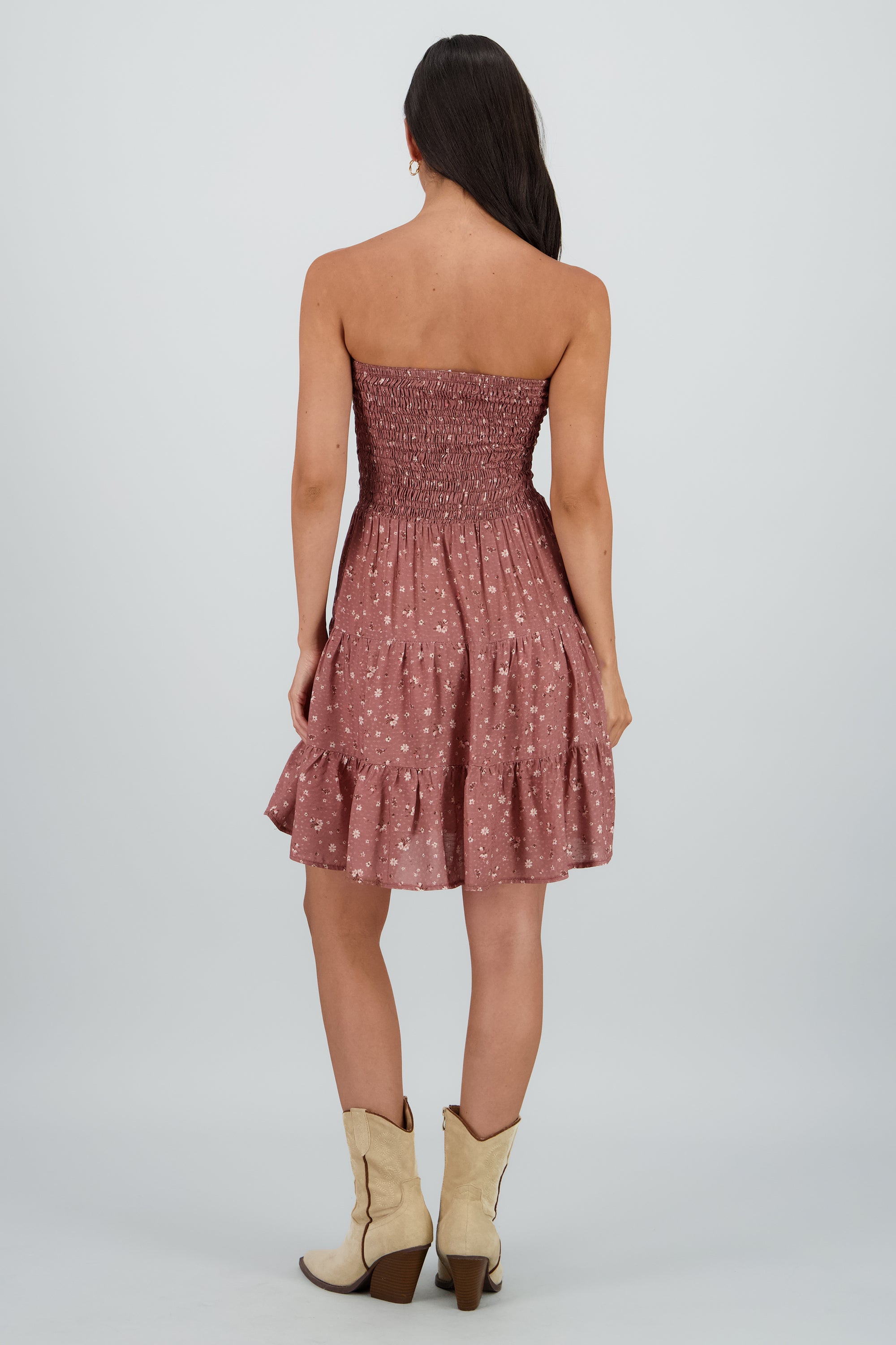 Vestido strapless con elastico CAFE COMBO