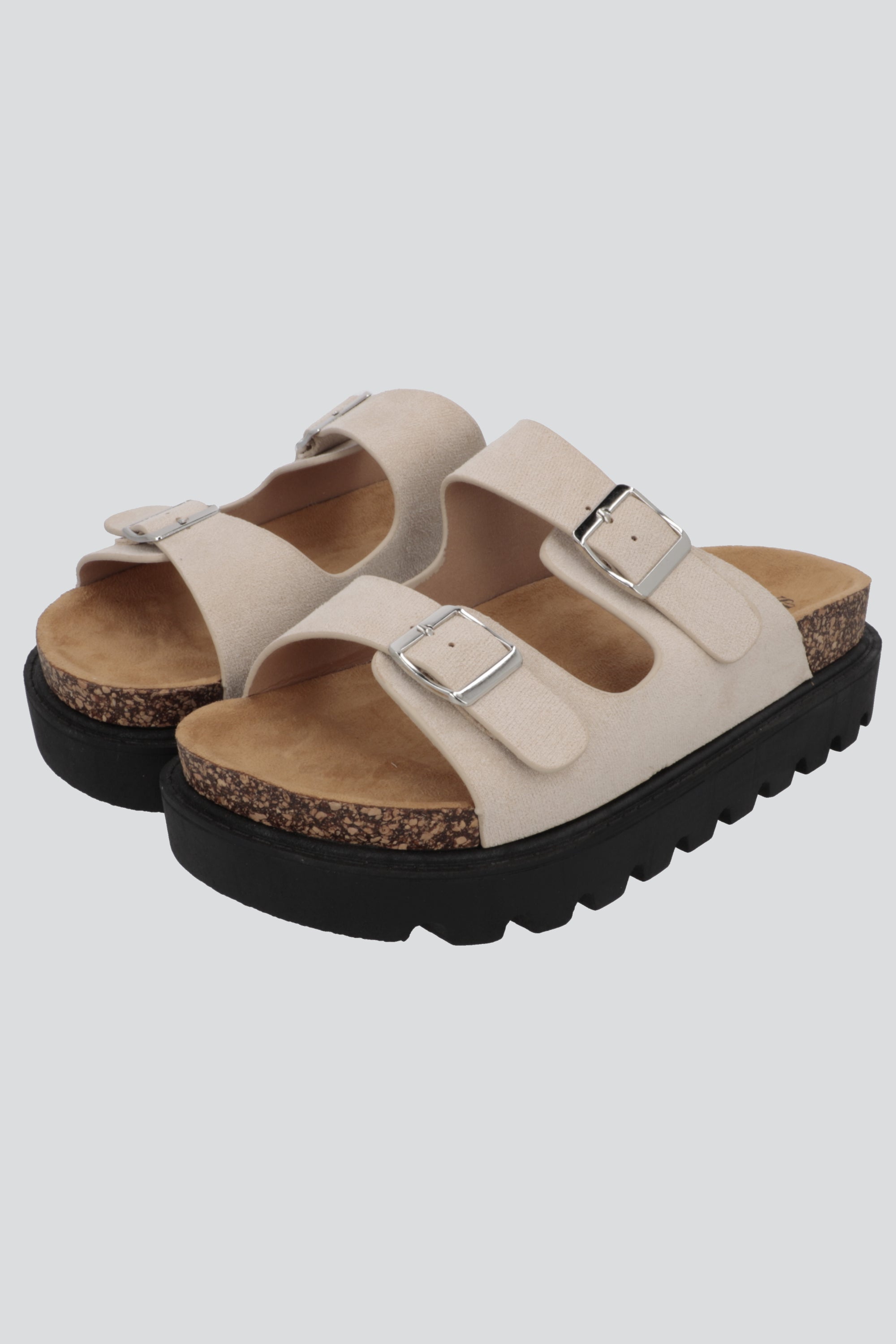 Sandalia dos tiras dentada BEIGE