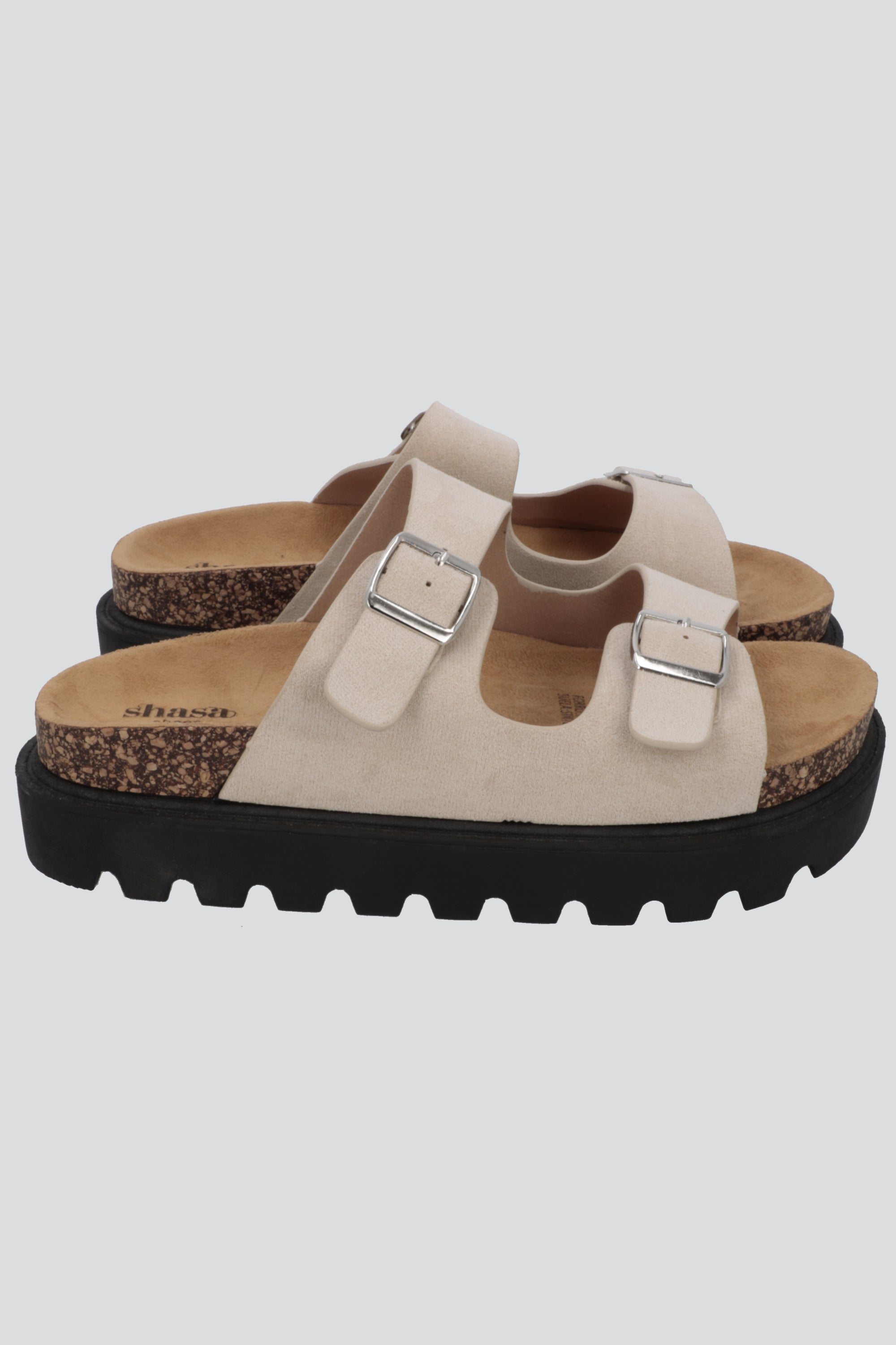 Sandalia dos tiras dentada BEIGE