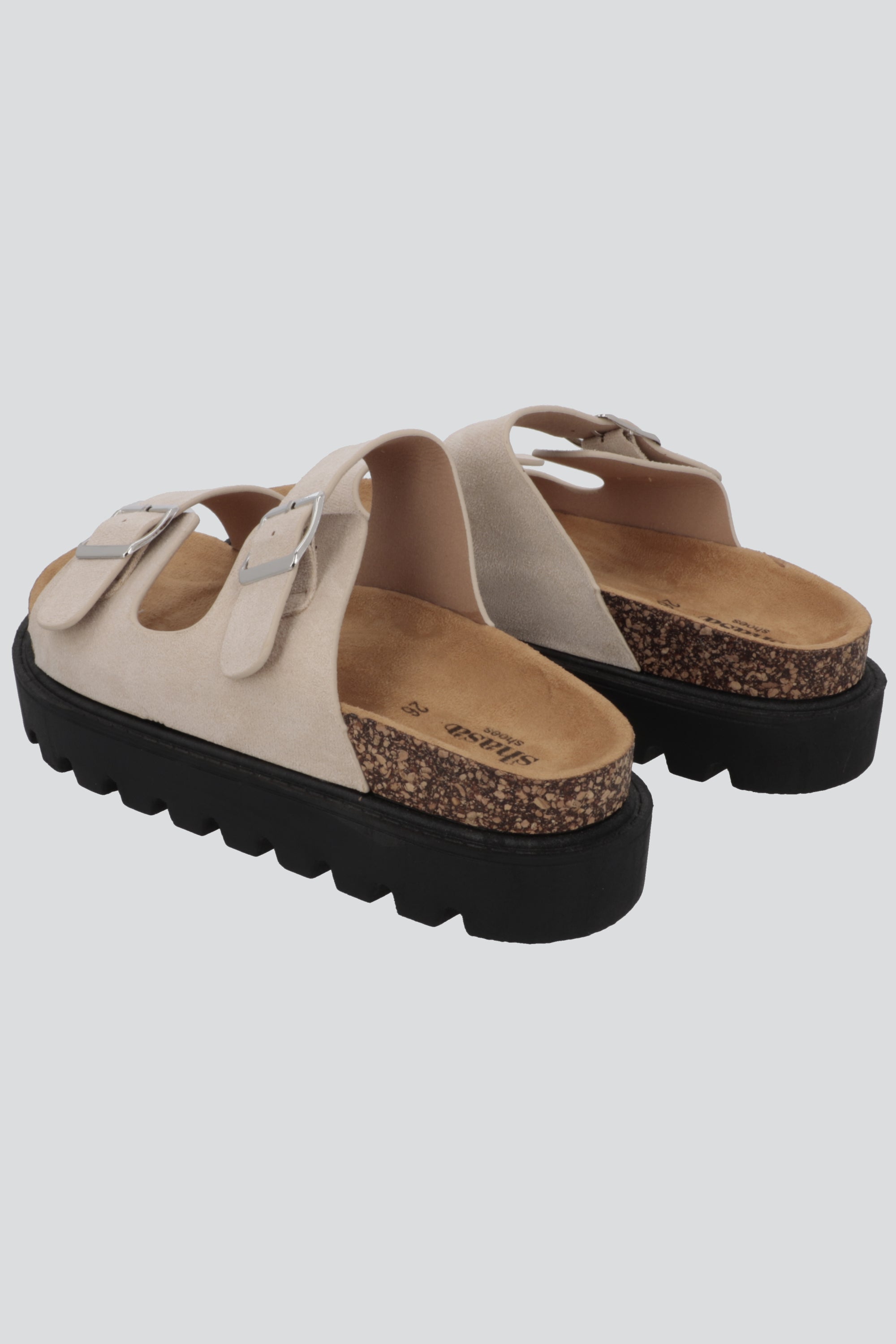 Sandalia dos tiras dentada BEIGE