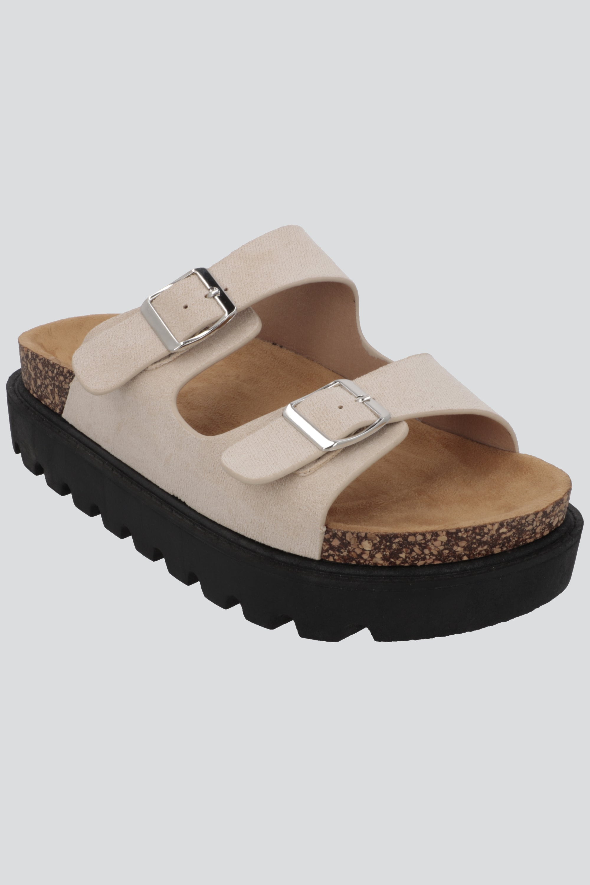 Sandalia dos tiras dentada BEIGE