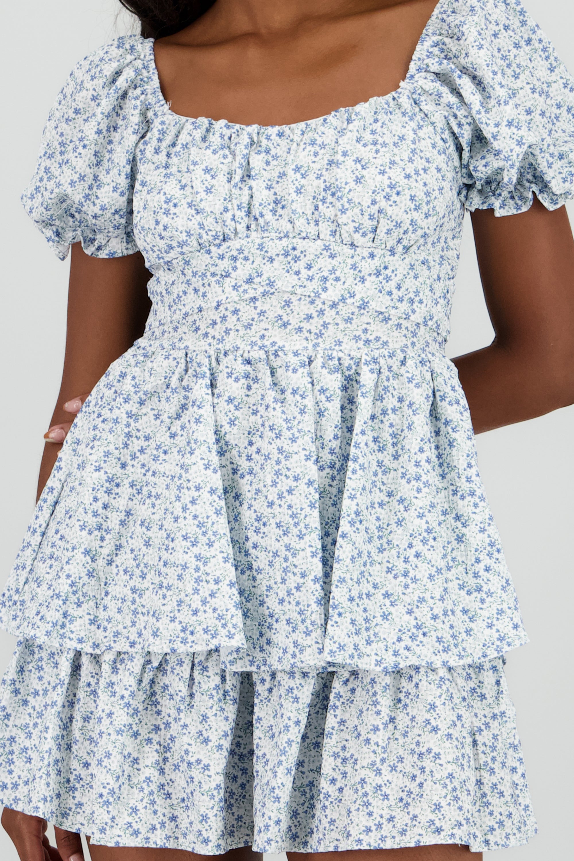 Vestido olanes mini flores AZUL COMBO