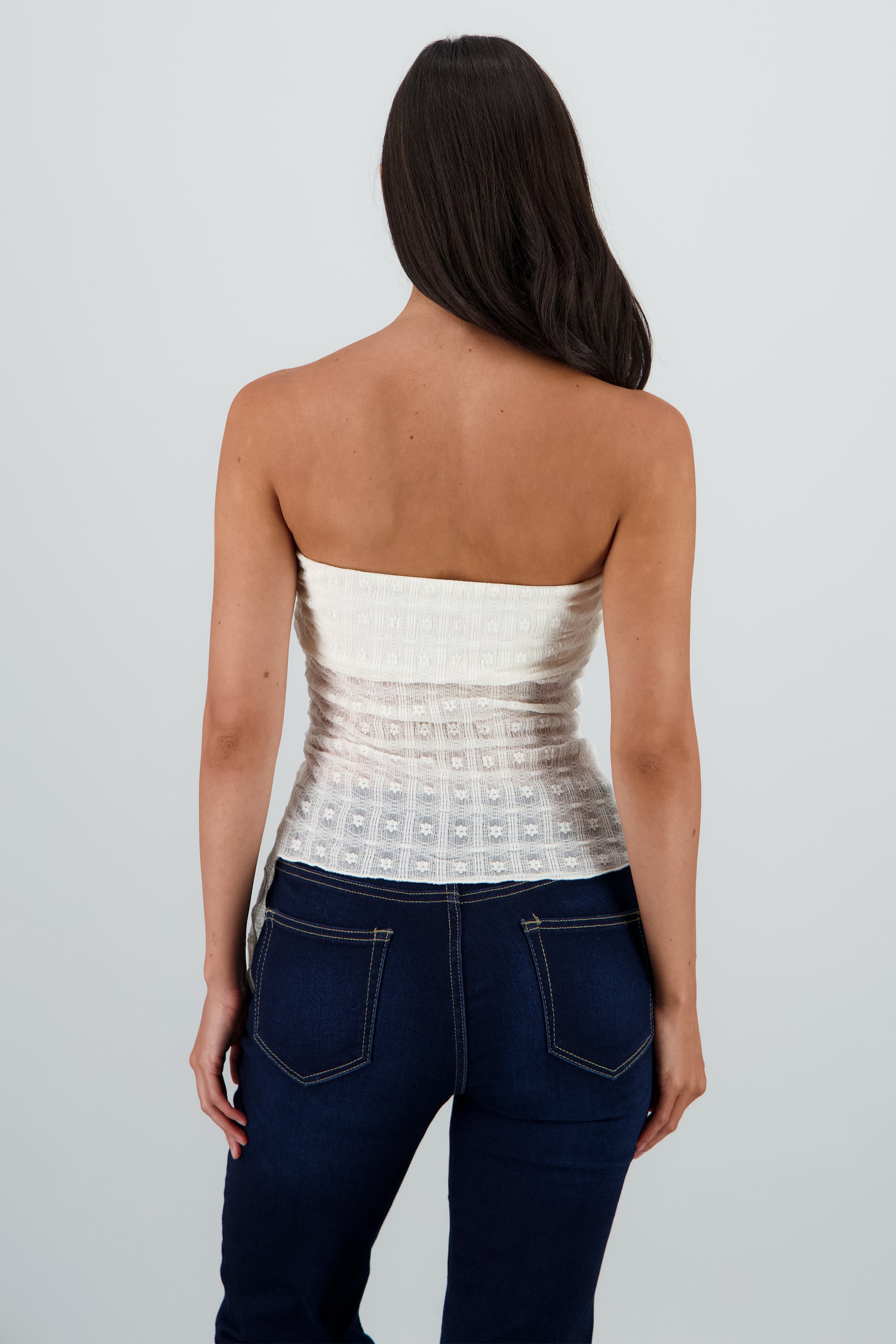 Top bandeau encaje con jareta BLANCO