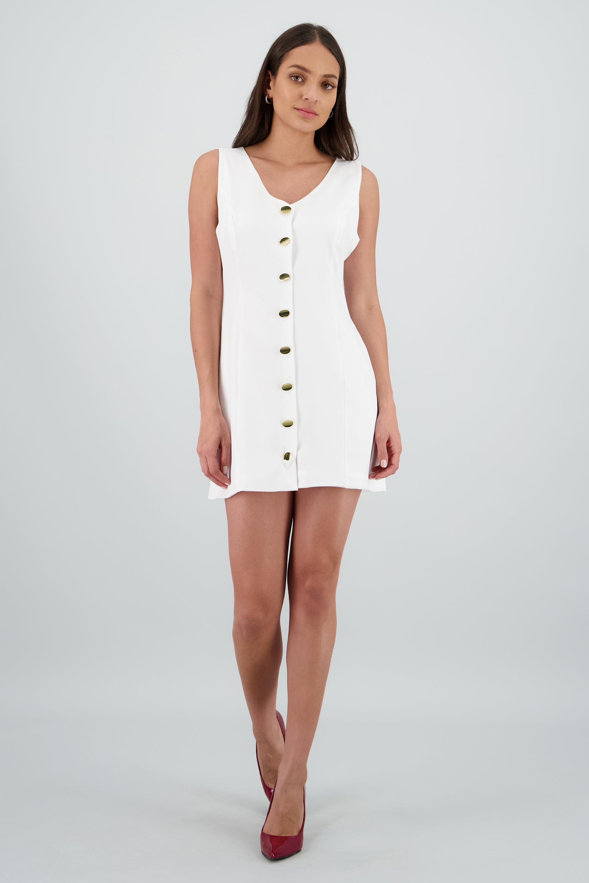 Vestido sastre mini detalle botones BLANCO