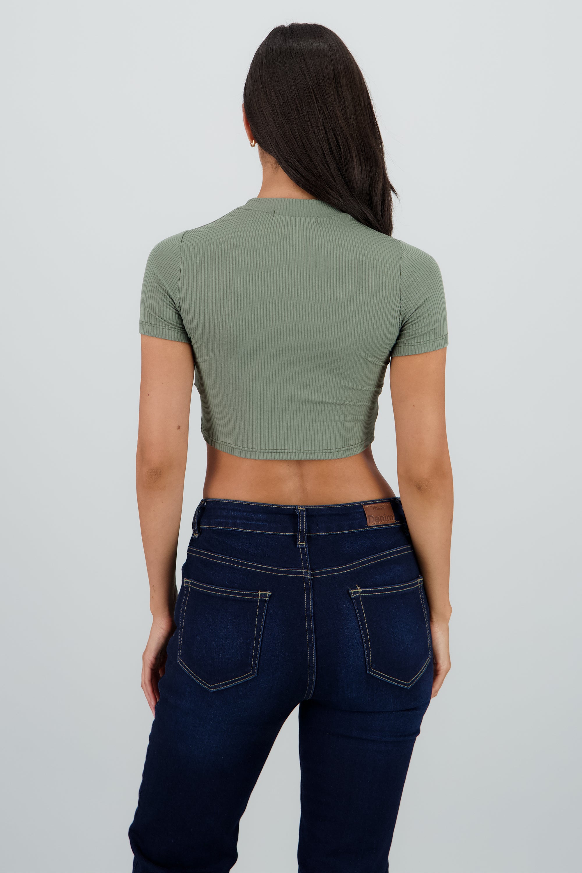 Top manga corta cuello perkins OLIVO