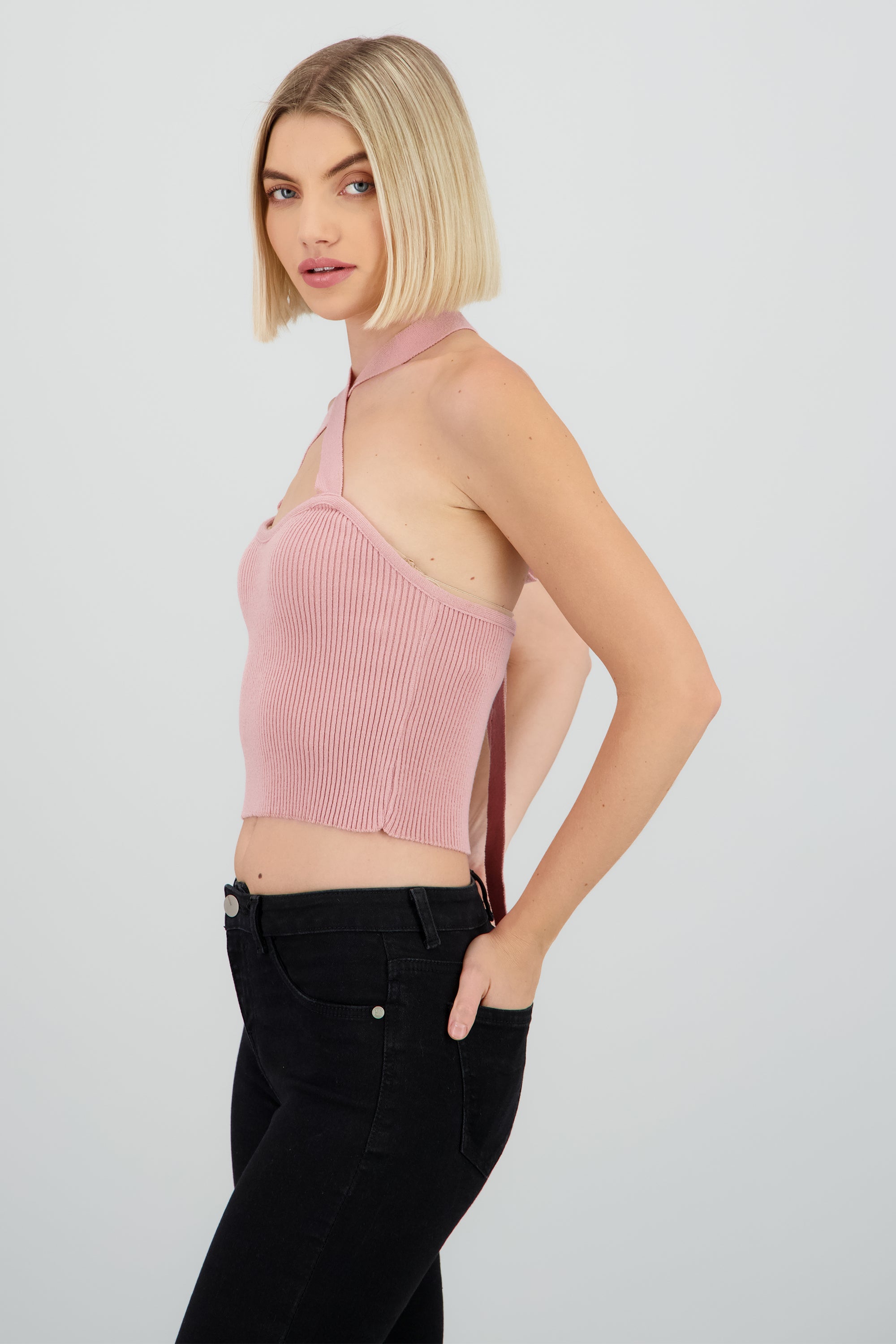 Top tejido detalle rayas PALO DE ROSA