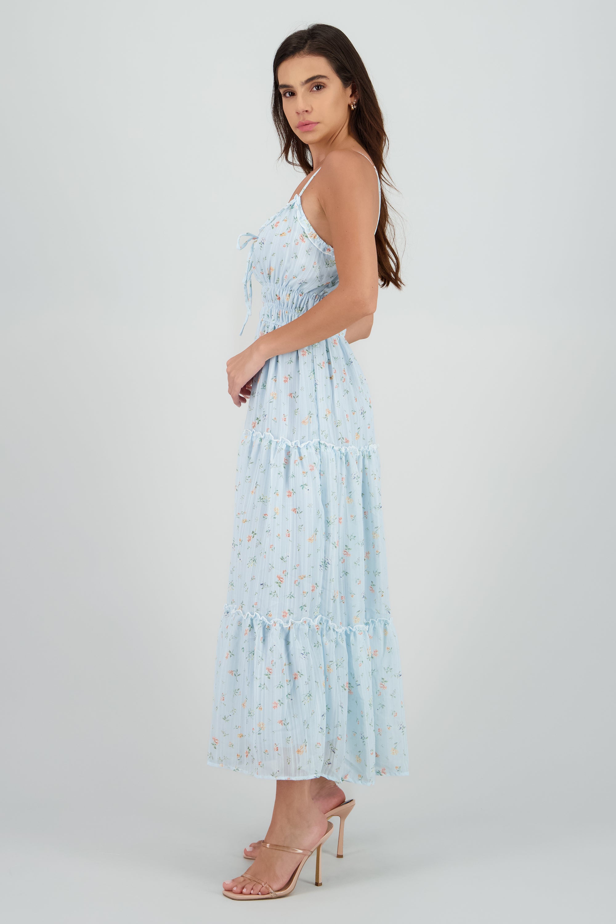 Vestido con tirantes estampado AZUL COMBO