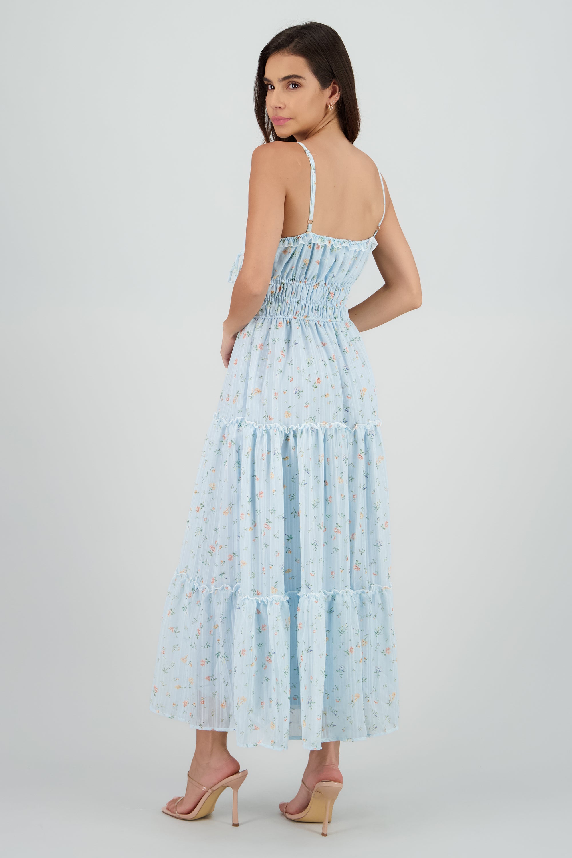 Vestido con tirantes estampado AZUL COMBO