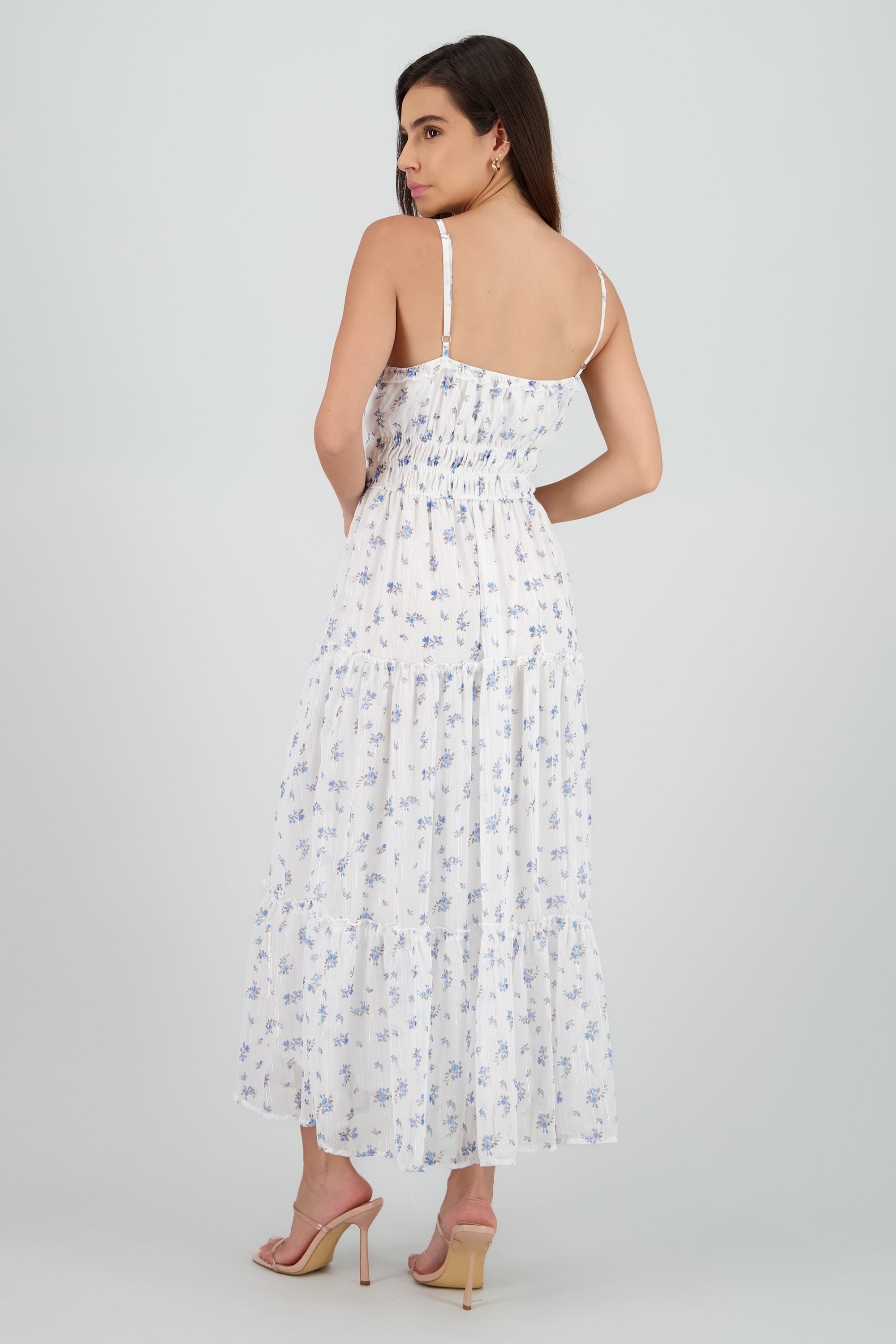 Vestido estampado con tirantes AZUL COMBO