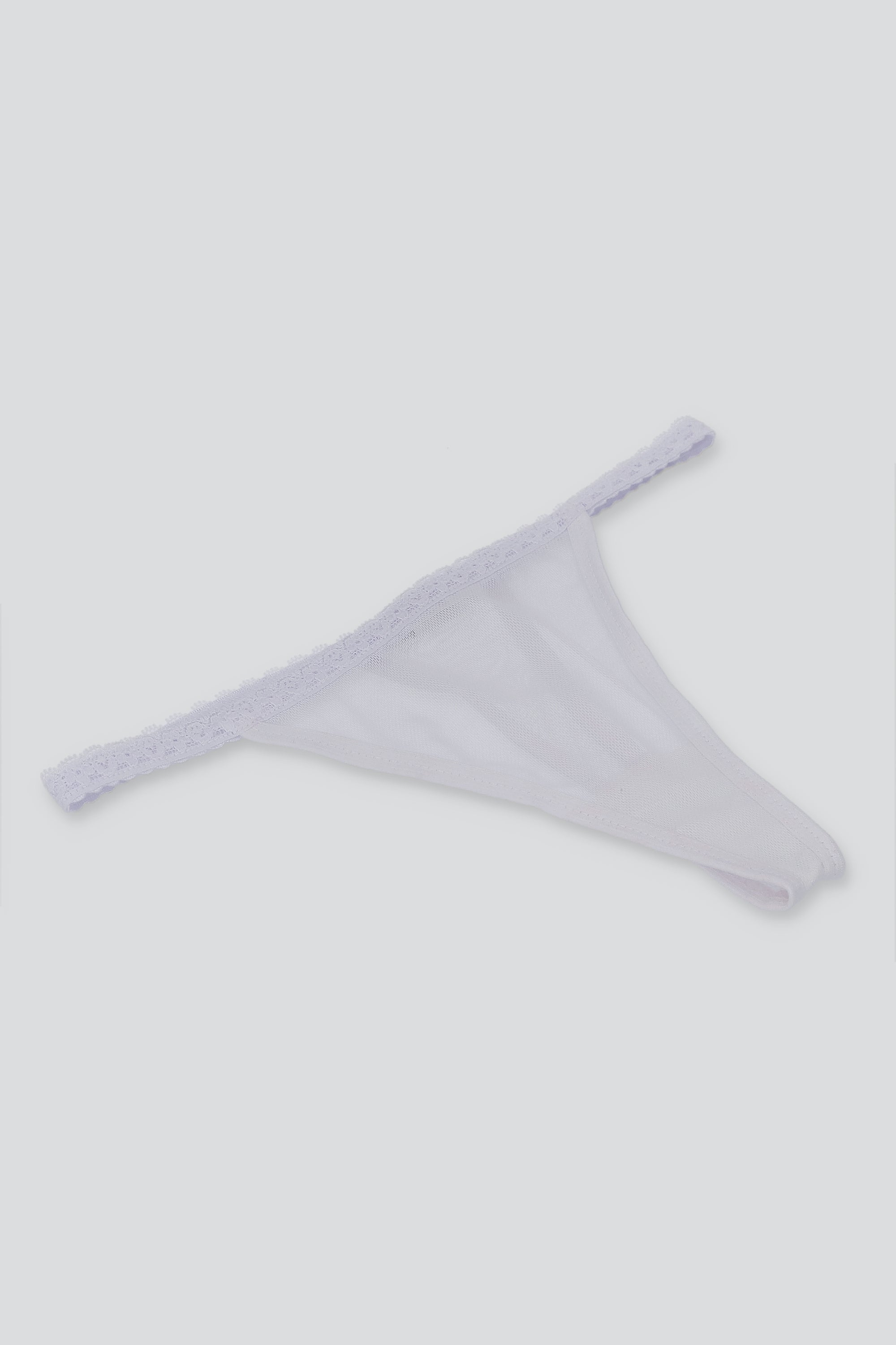 Tanga mesh liso encaje BLANCO