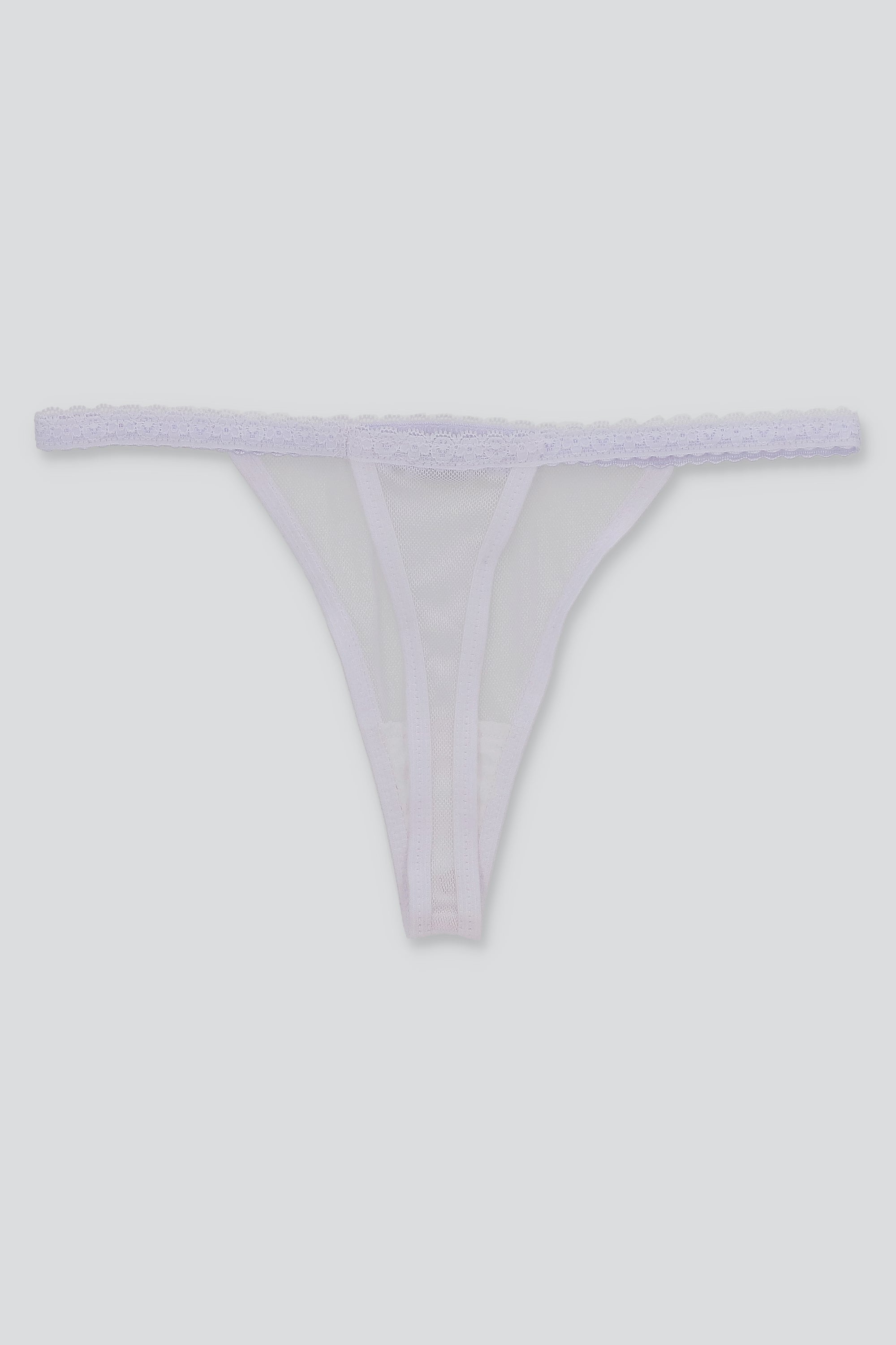 Tanga mesh liso encaje BLANCO