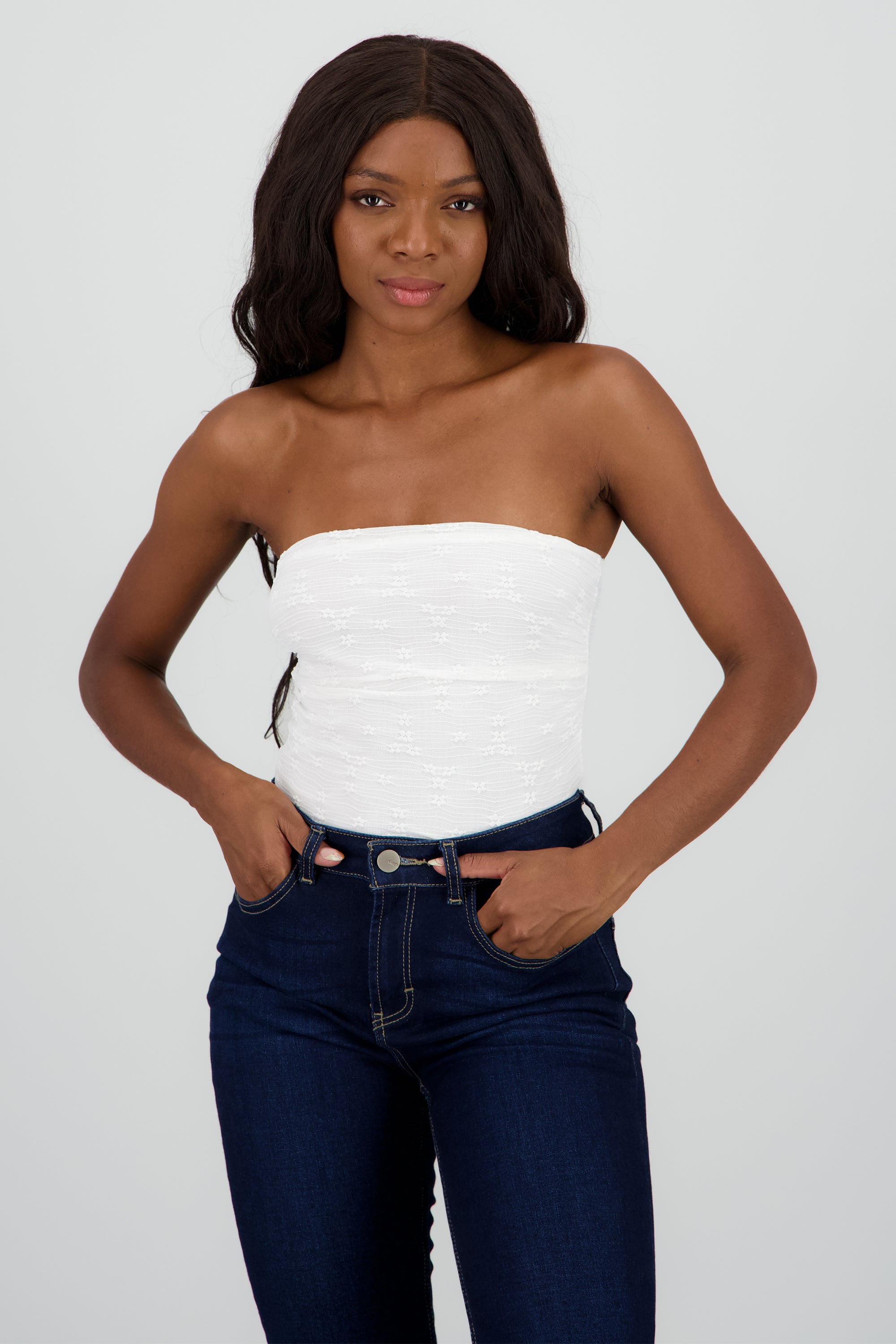 Bodysuit bandeau encaje CREMA