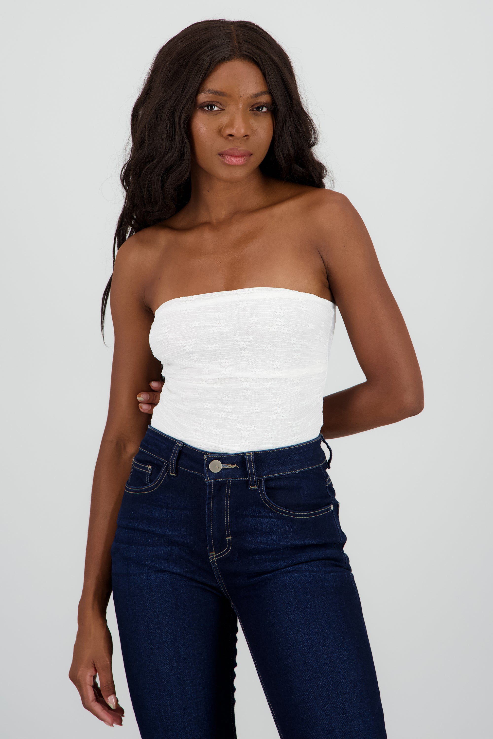 Bodysuit bandeau encaje CREMA