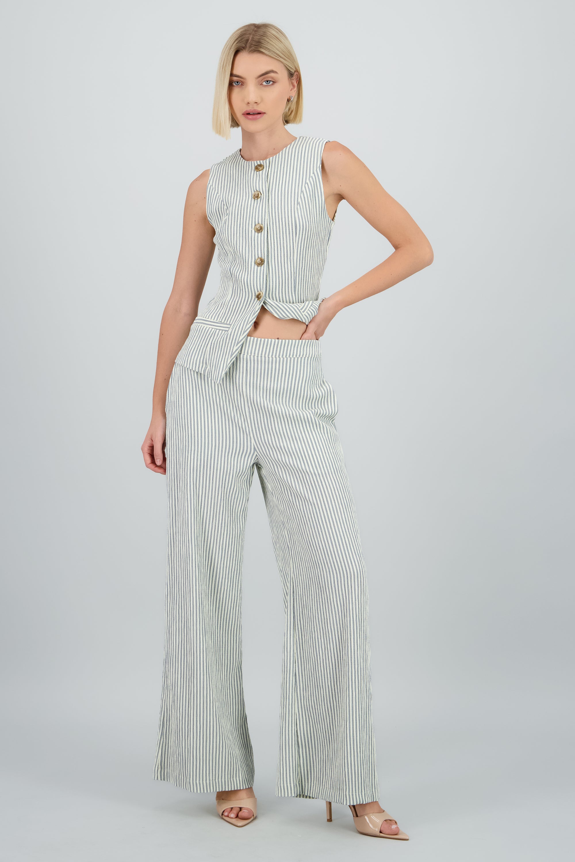 Pantalon amplio rayas AZUL COMBO