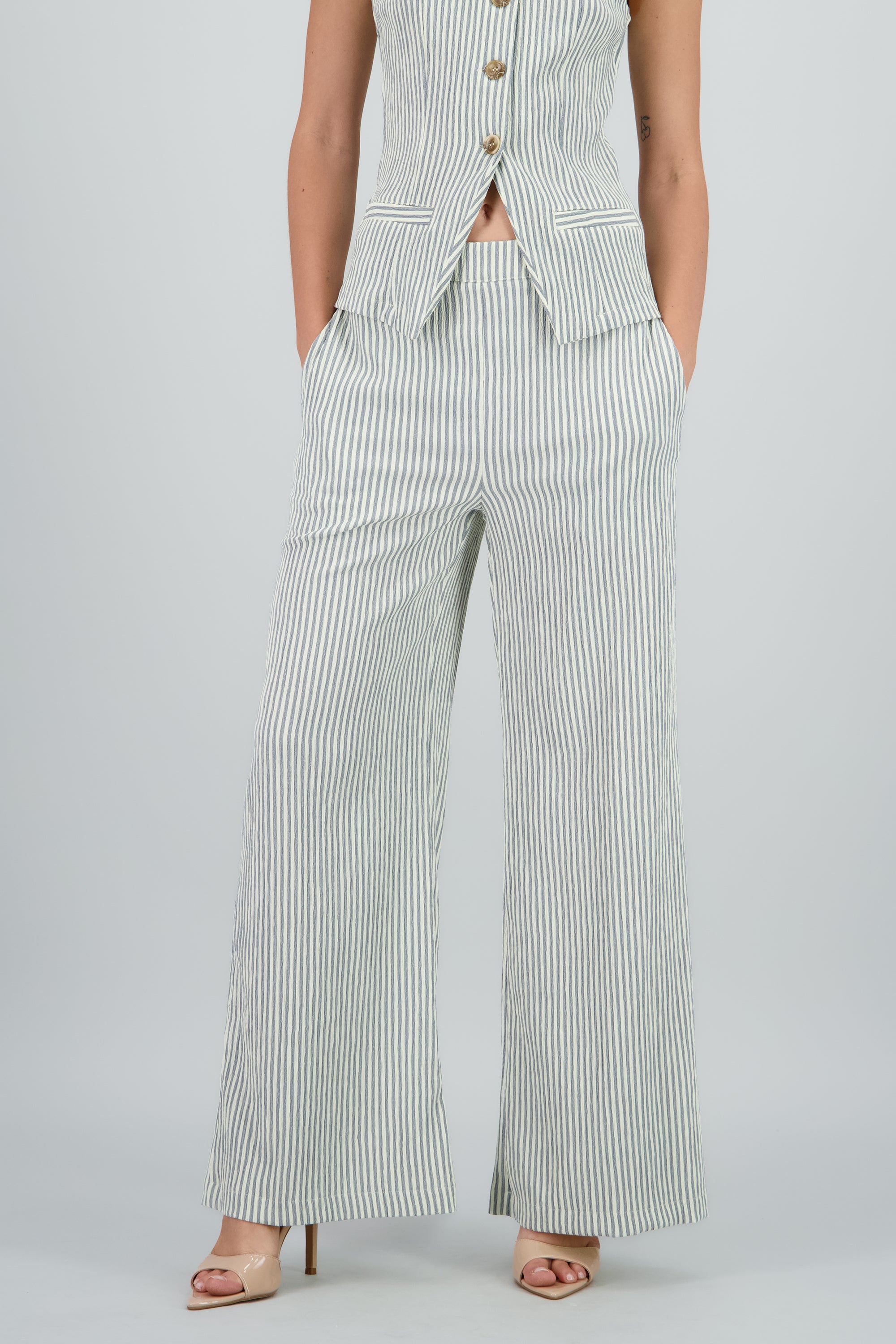 Pantalon amplio rayas AZUL COMBO