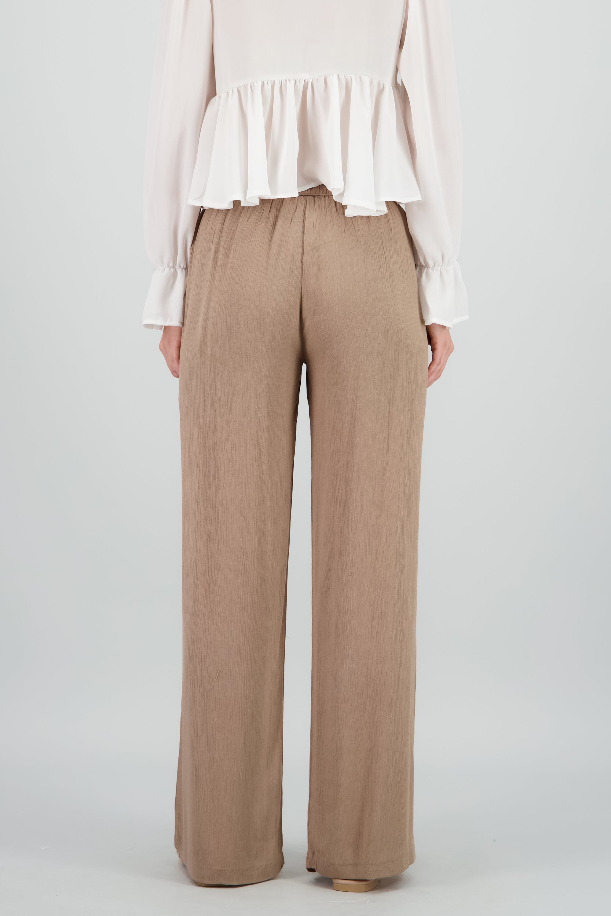 Pantalón fluido con cordones CAFE