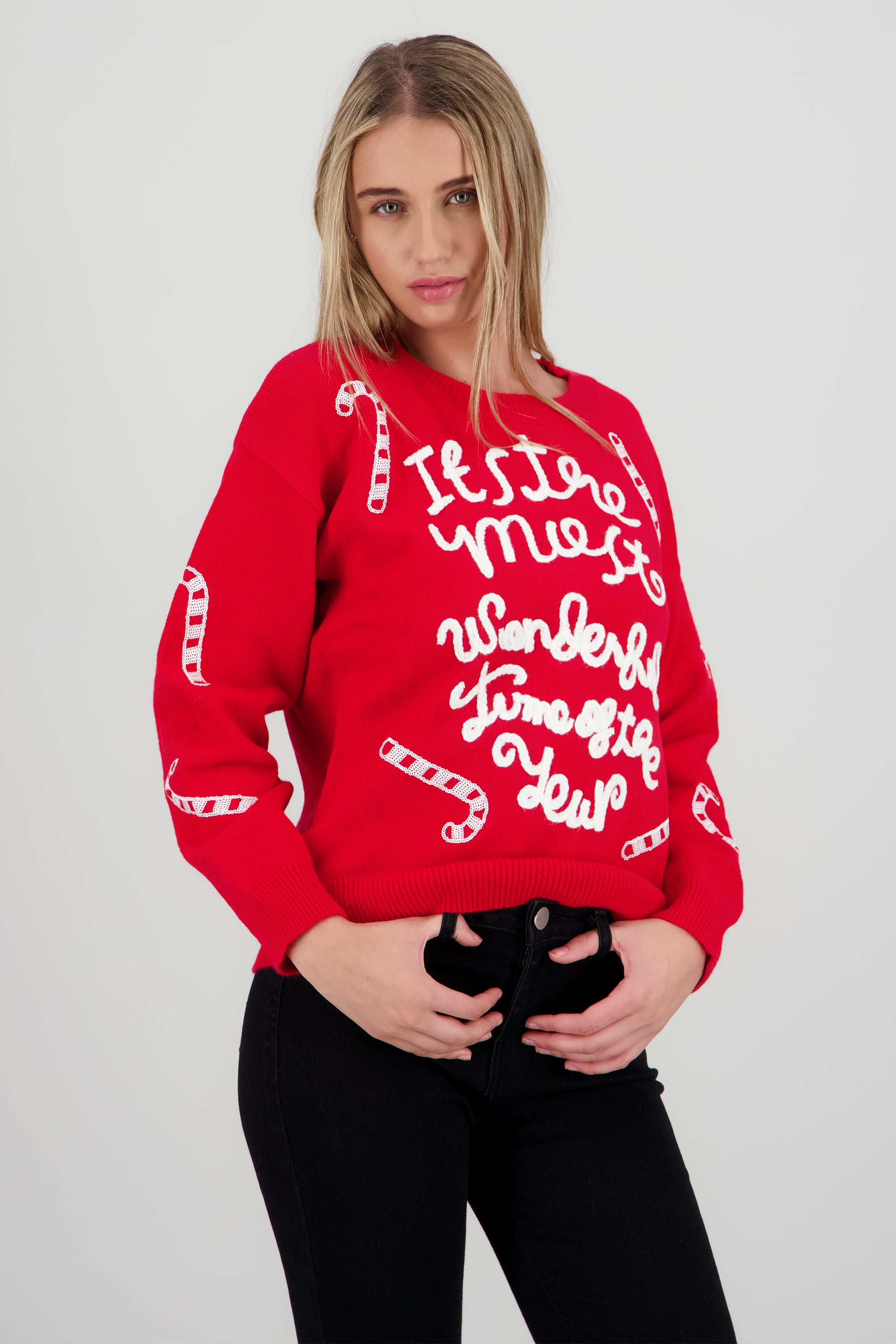 Sueter navidad bastones ROJO