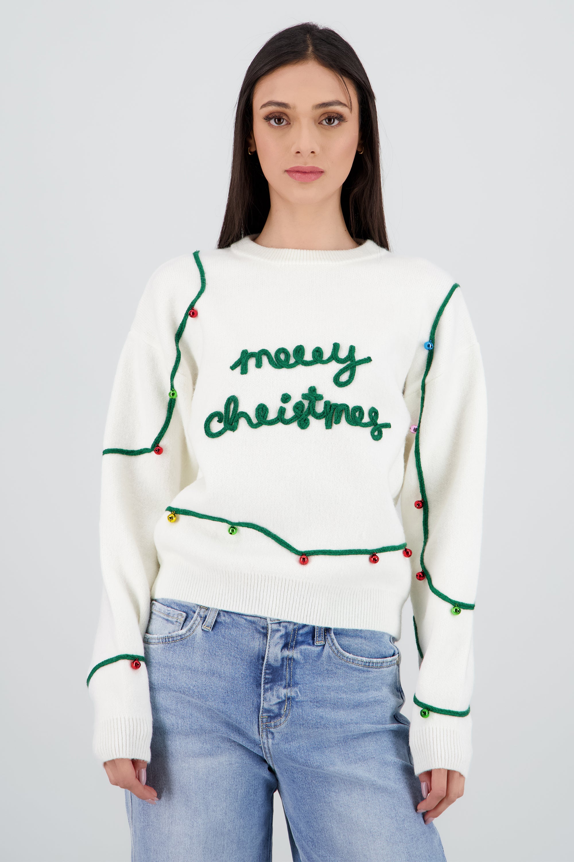 Sueter serie de navidad cascabeles HUESO