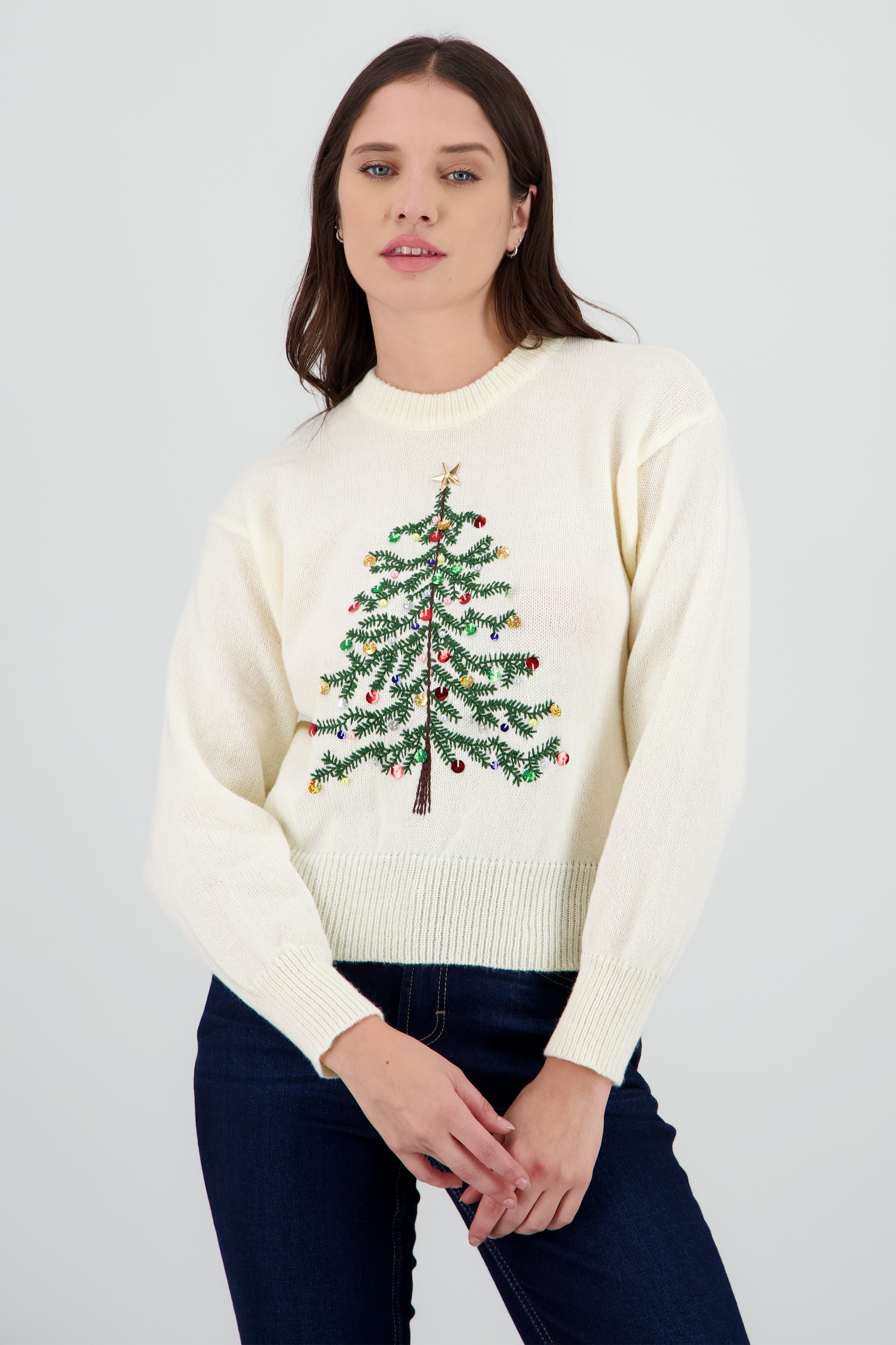 Sueter de navidad estrella HUESO